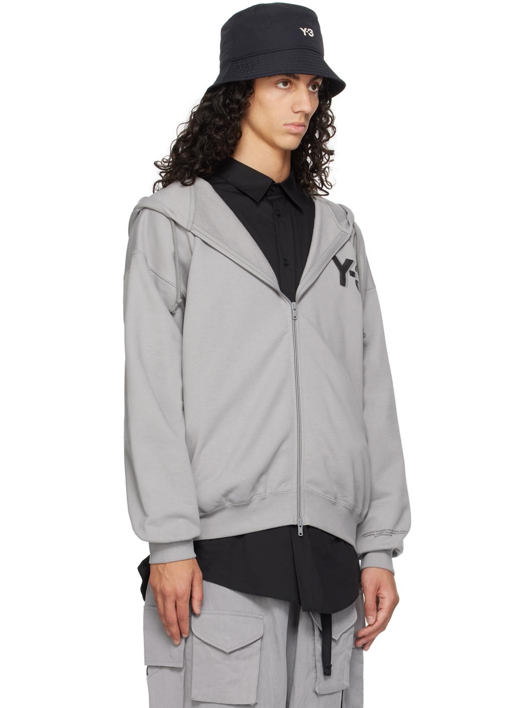 Gray Printed-Logo Hoodie - 2