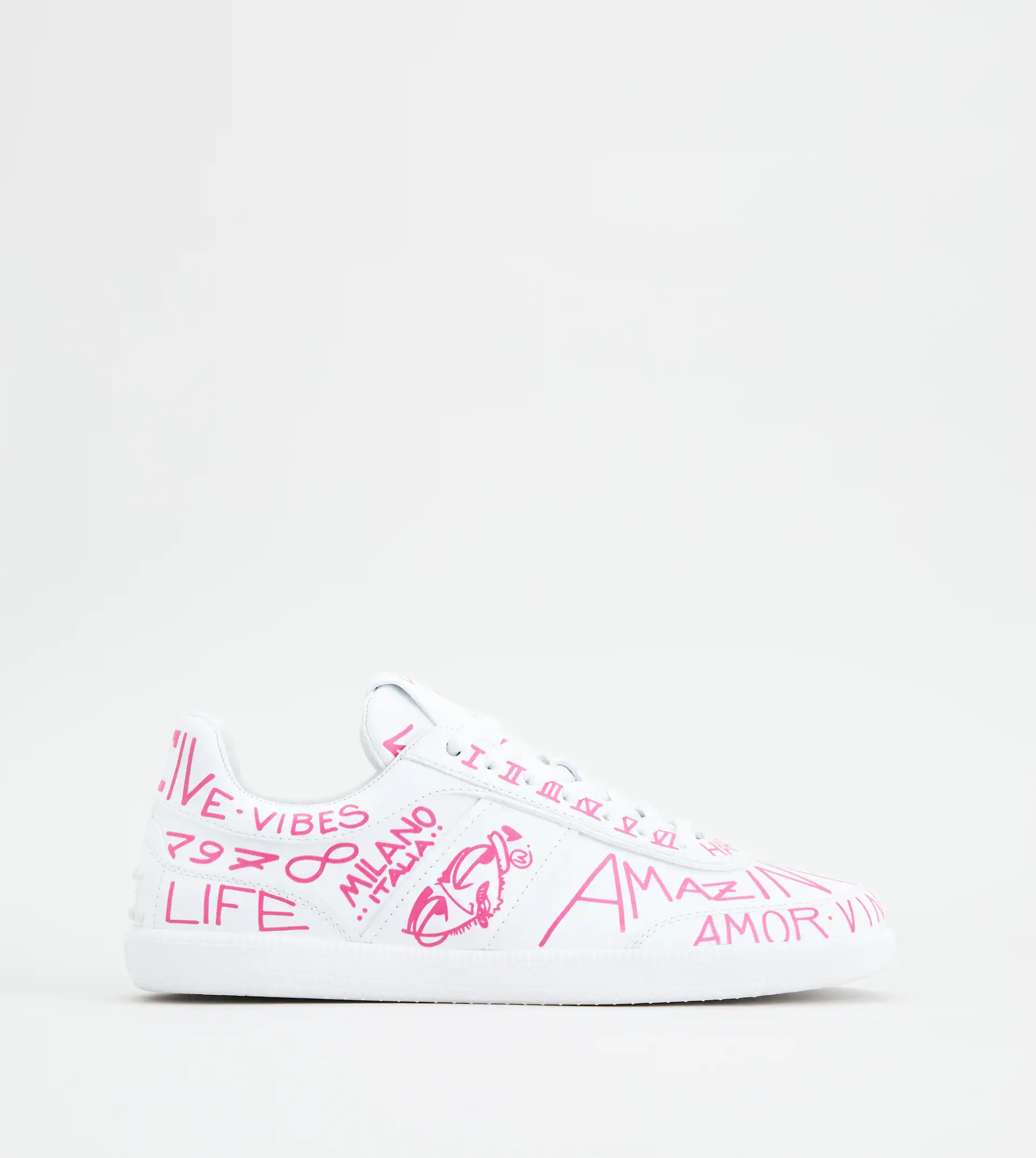 TOD'S TABS SNEAKERS IN LEATHER - WHITE, PINK - 1