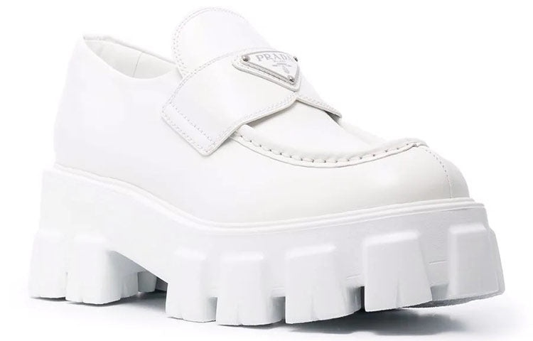 (WMNS) PRADA Brushed Leather Monolith Loafers 'White' 1D649M_B4L_F0009_F_B055 - 2