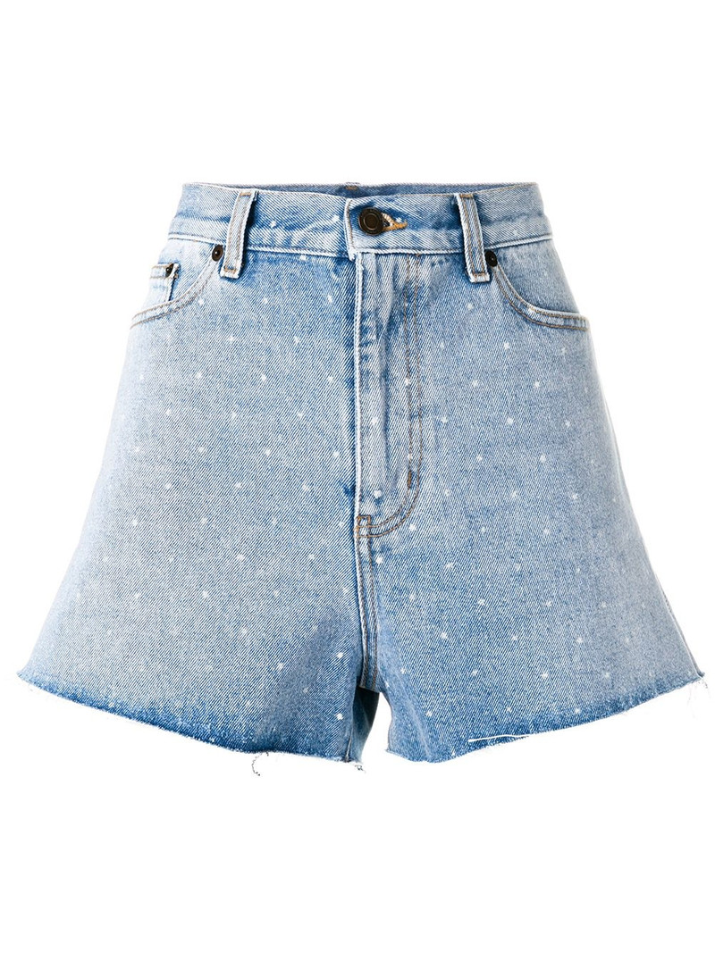 spotted back denim shorts 1