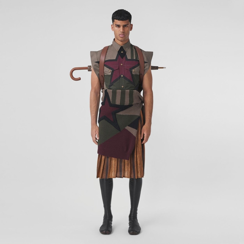 Geometric Intarsia Rib Knit Wool Sweater 4