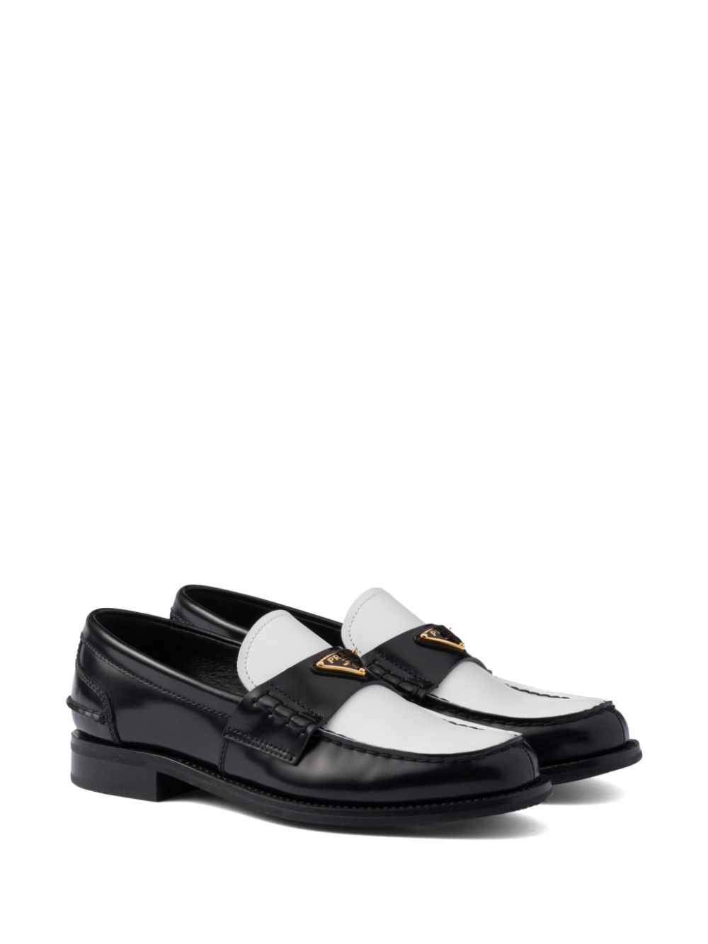 two-tone brushed-leather loafers - 2
