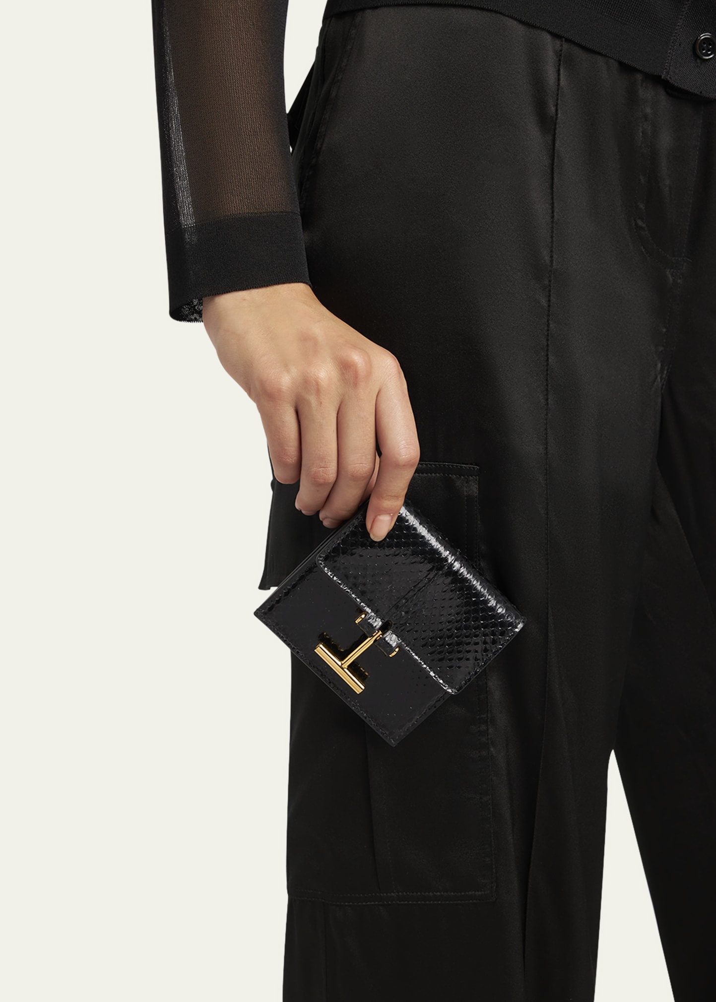 Flap Card Holder in Snake-Embossed Leather - 2