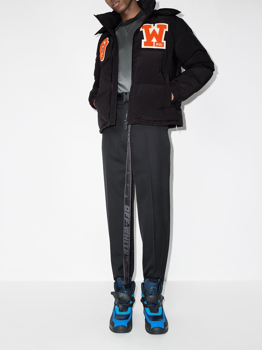 logo-patch puffer coat - 9