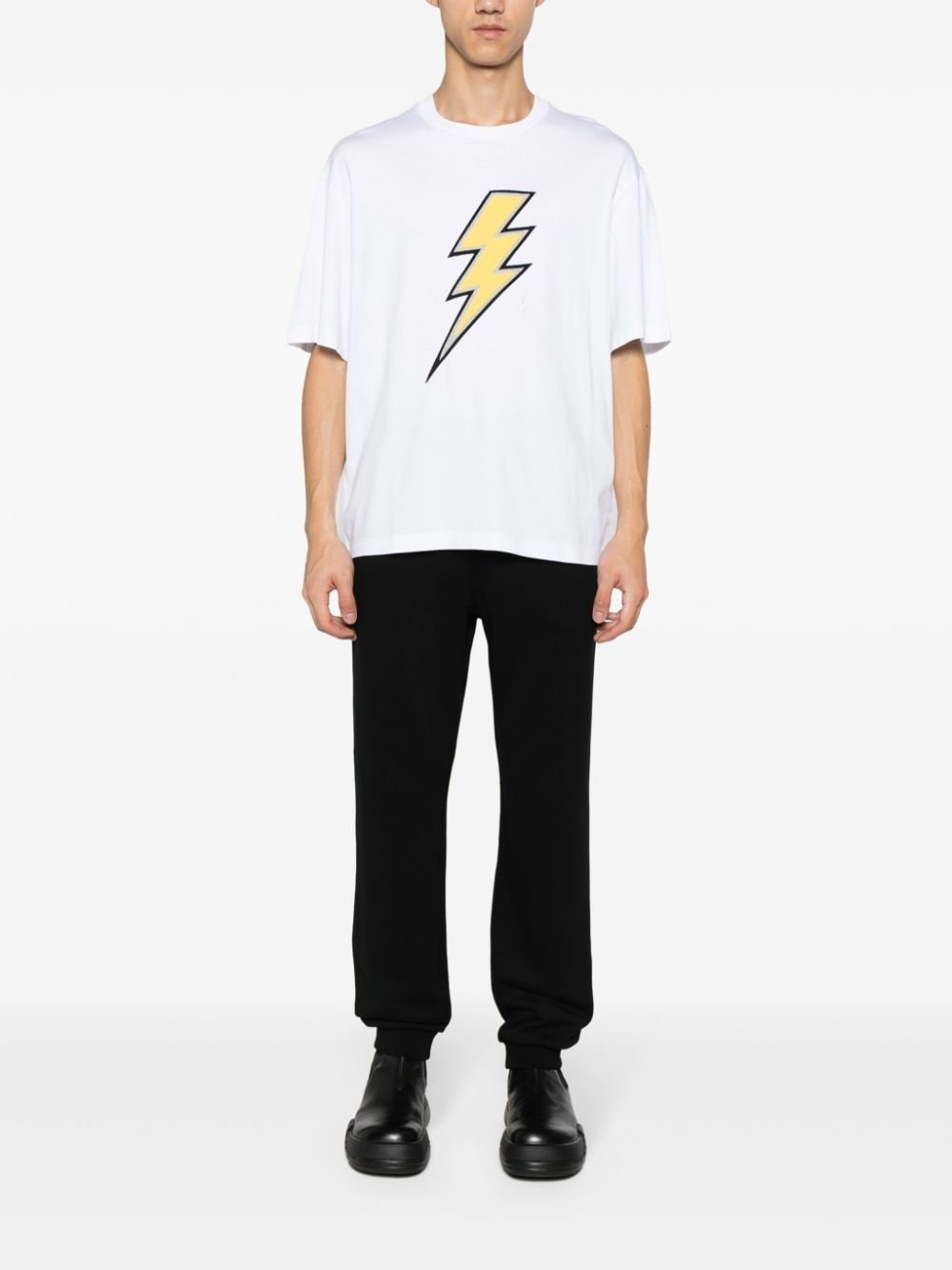 Thunderbolt-patch cotton T-shirt - 3