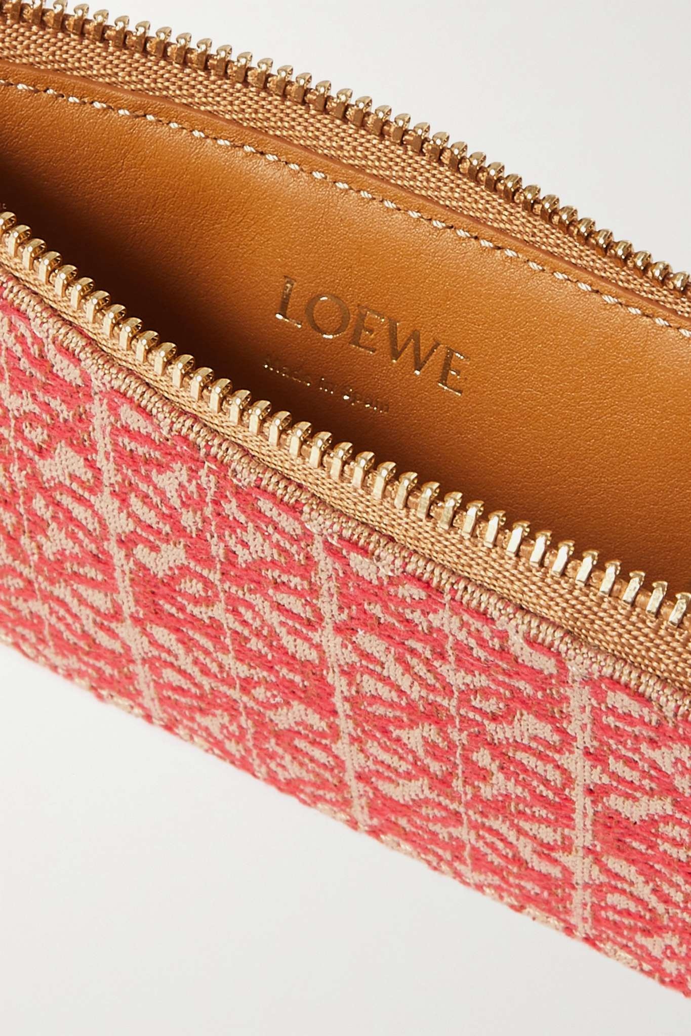 Anagram leather and canvas-jacquard cardholder - 5