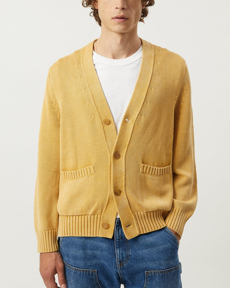 ACID WASH CARDIGAN - GOLD 1