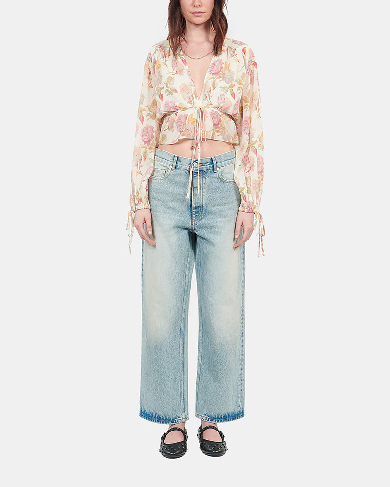 FLORAL PRINTED SILK TOP WITH RUFFLES 3