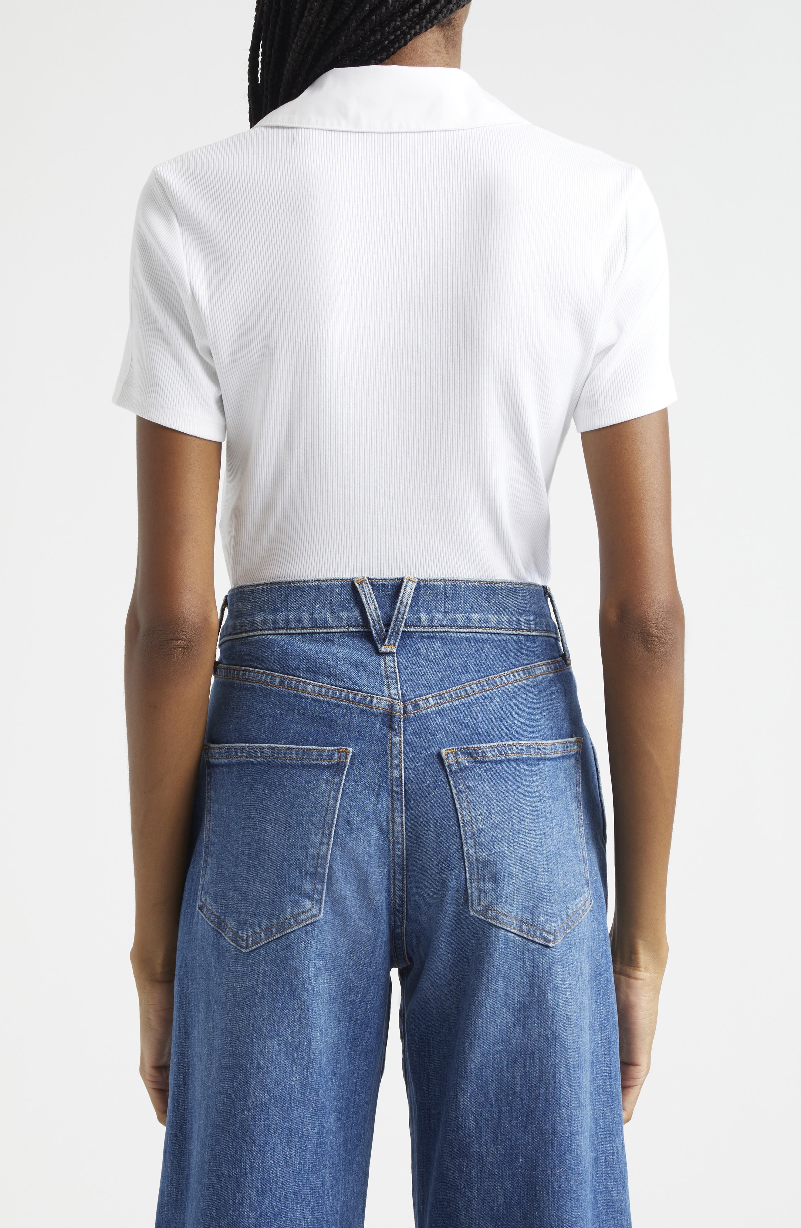 Veronica Beard Kearney Stretch Cotton Polo in White at Nordstrom - 2