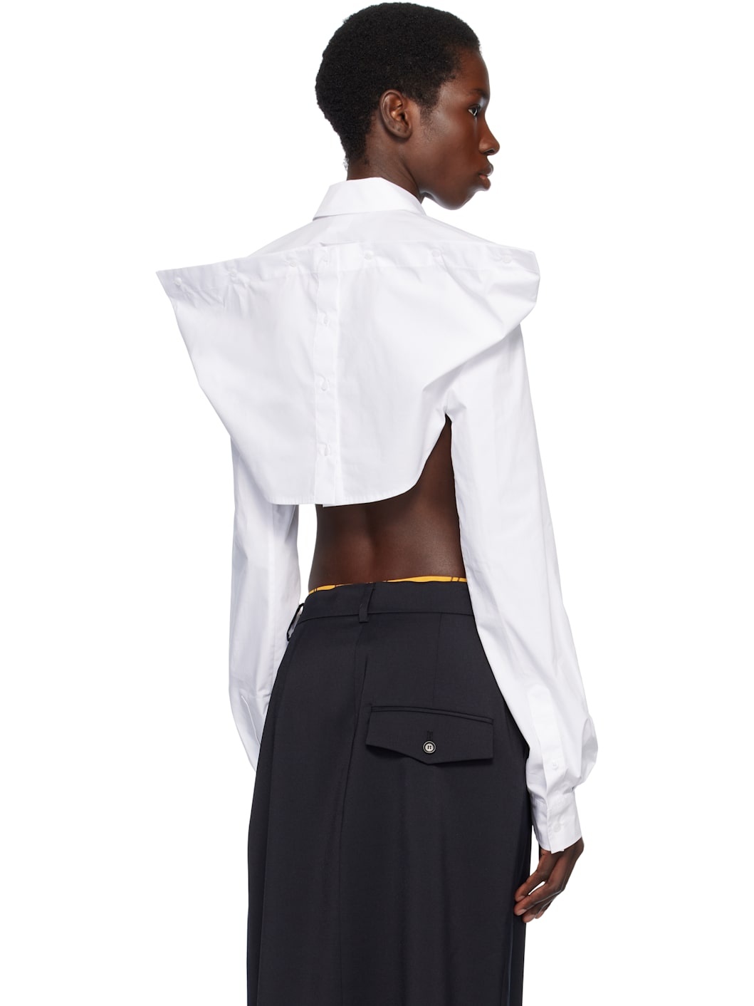 White Squared Back Cropped Shirt - 3