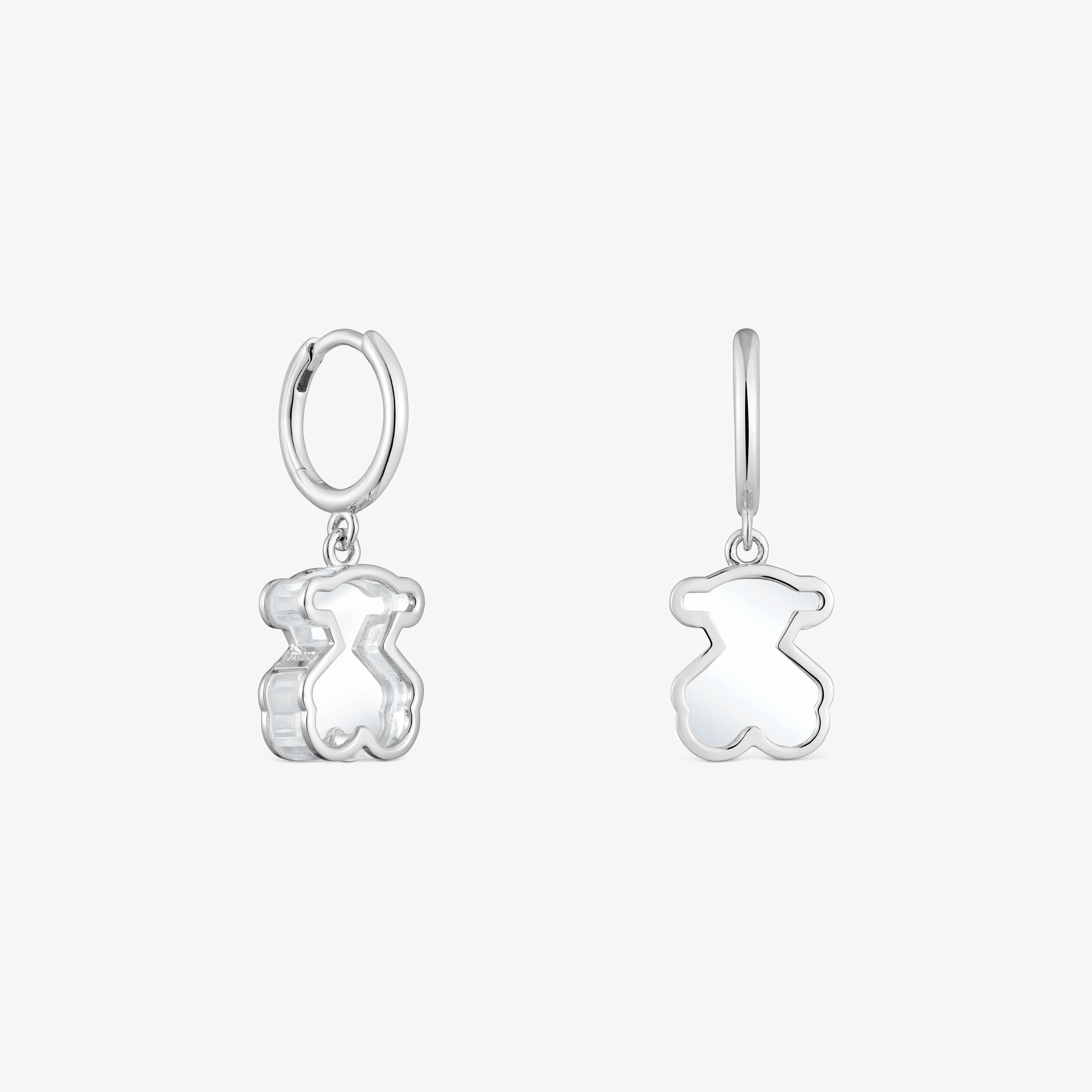 Silver and white acrylic glass Hoop earrings Galaxy - 1