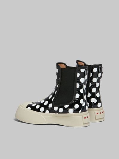 Marni BLACK AND WHITE POLKA-DOT PATENT LEATHER PABLO CHELSEA BOOT outlook