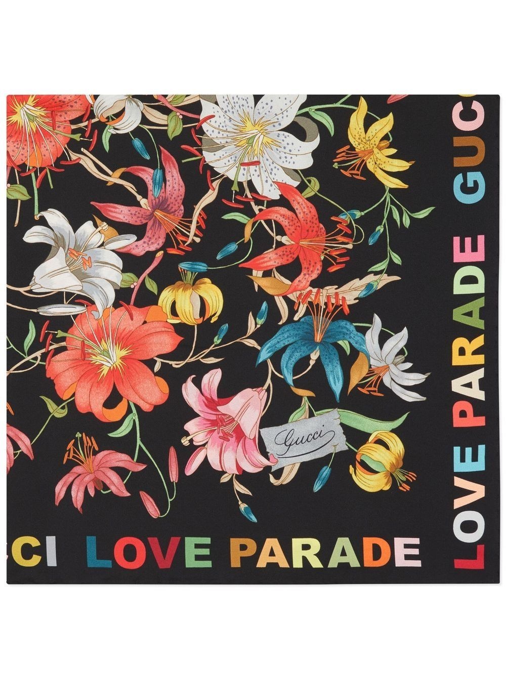 Love Parade floral-print silk scarf - 1