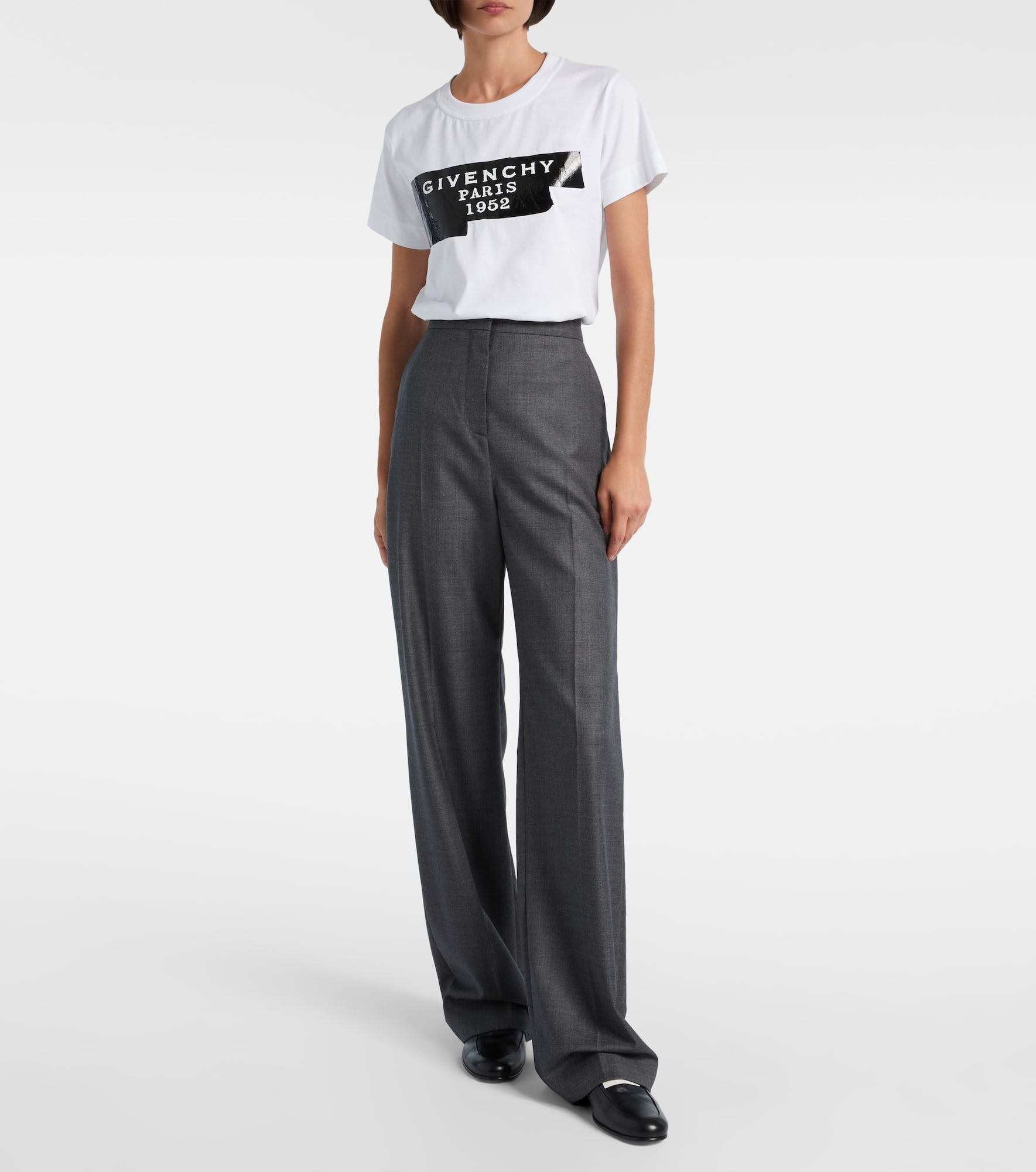 High-rise wool straight pants - 2