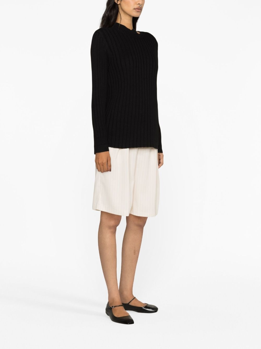 cut-out ribbed-knit jumper - 3
