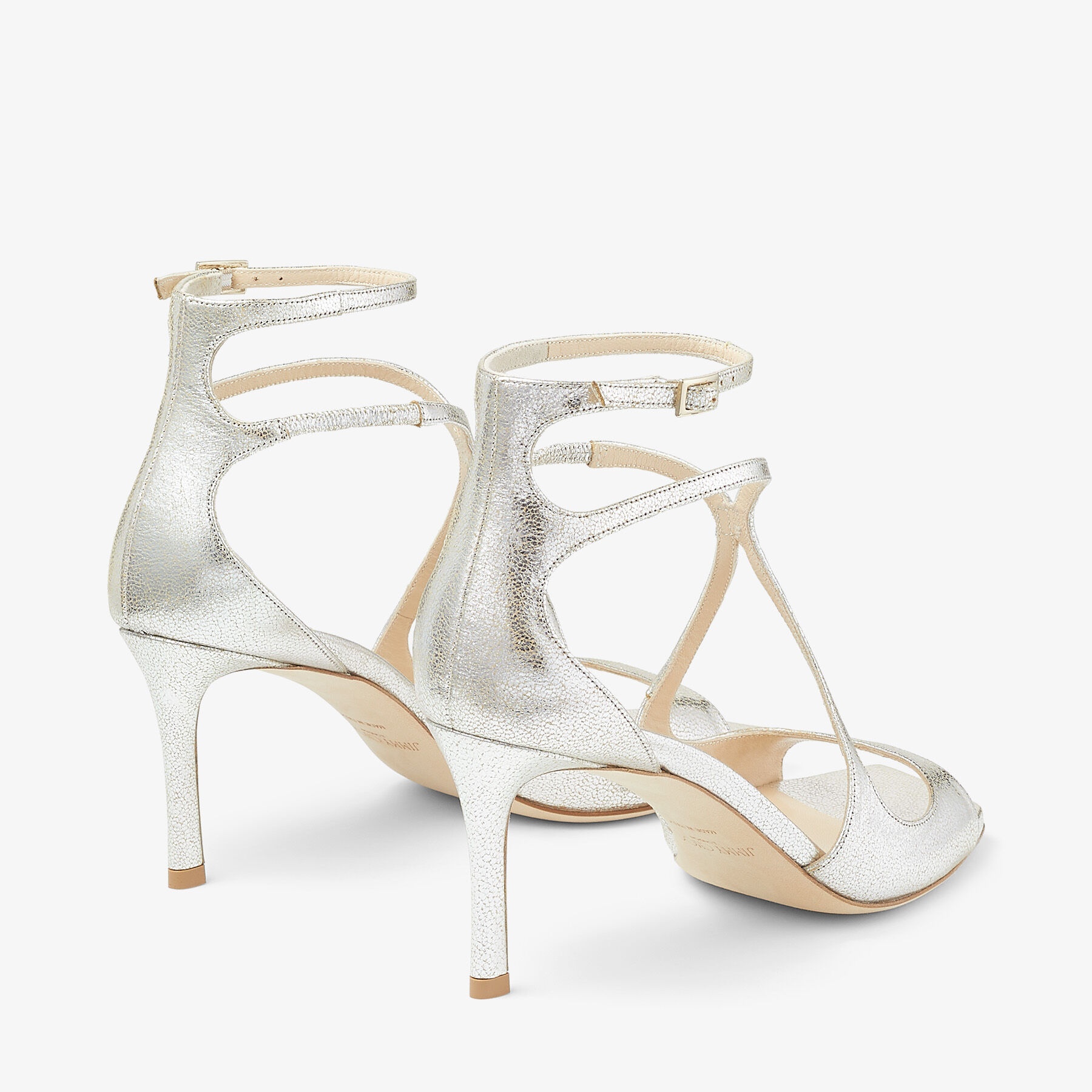 サンダル・ミュール JIMMY CHOO GLITTER AZIA 75 LEATHER SANDALS Champagne Glitter Leather Sandals | AZIA 75 | Summer 2022