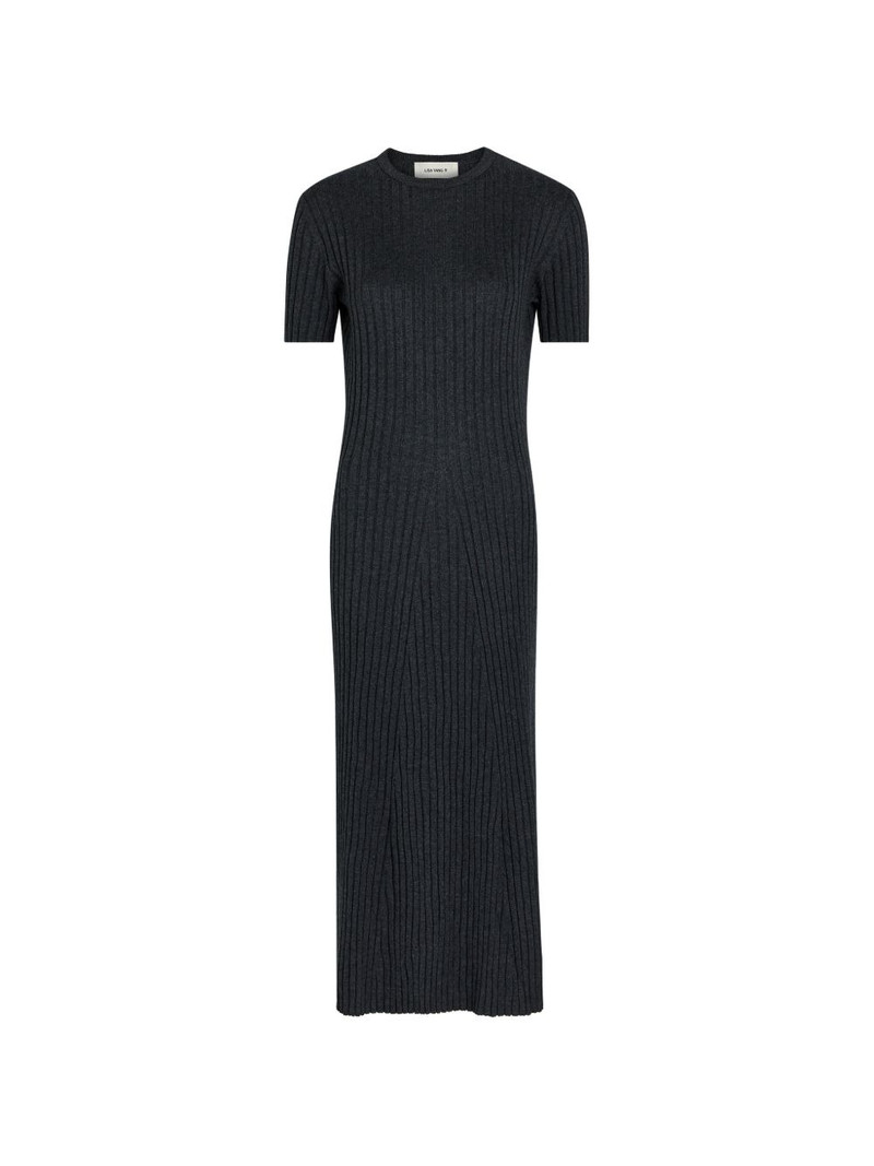 ribbed-knit short-sleeve midi dress 1