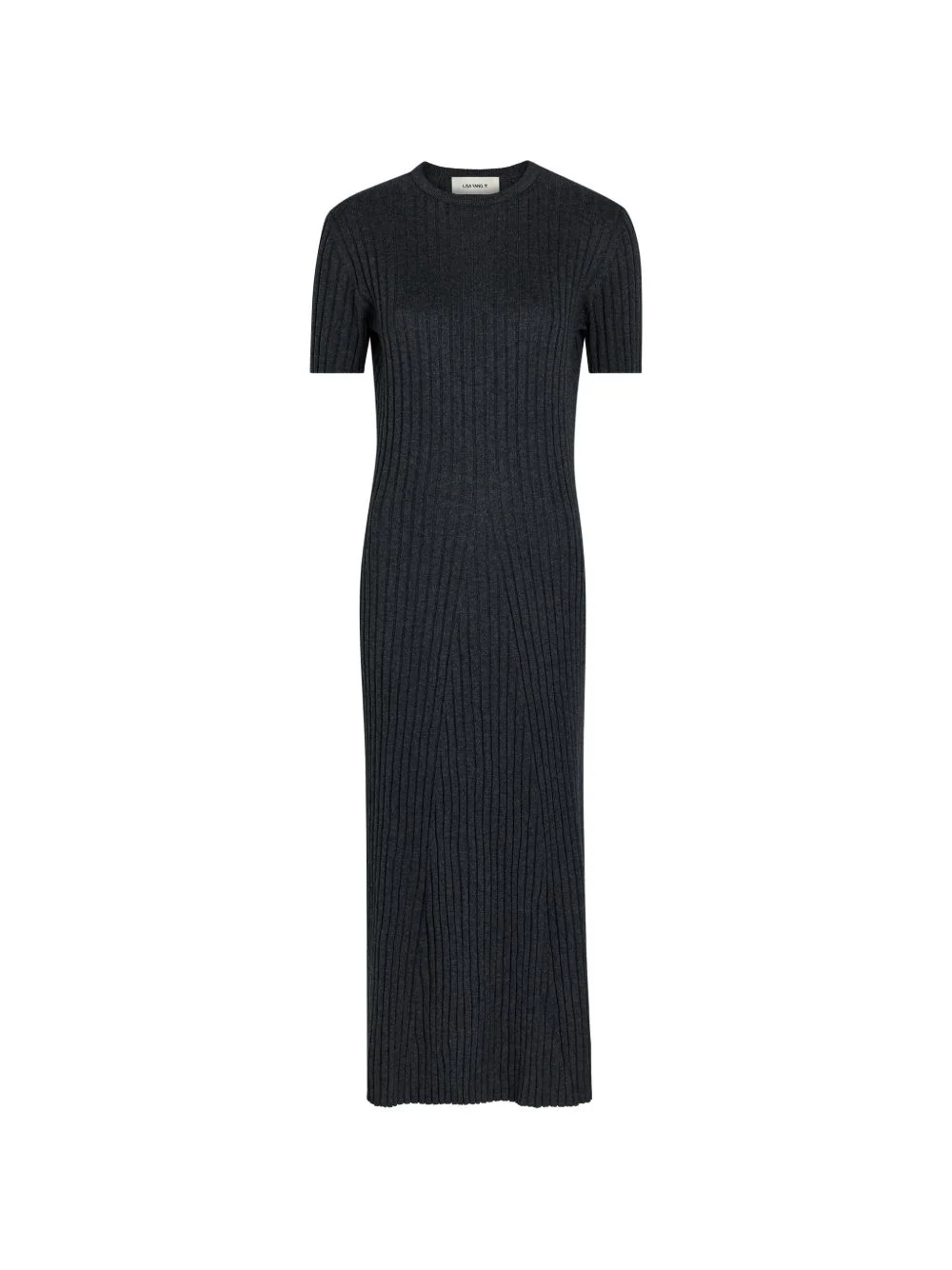 ribbed-knit short-sleeve midi dress - 1