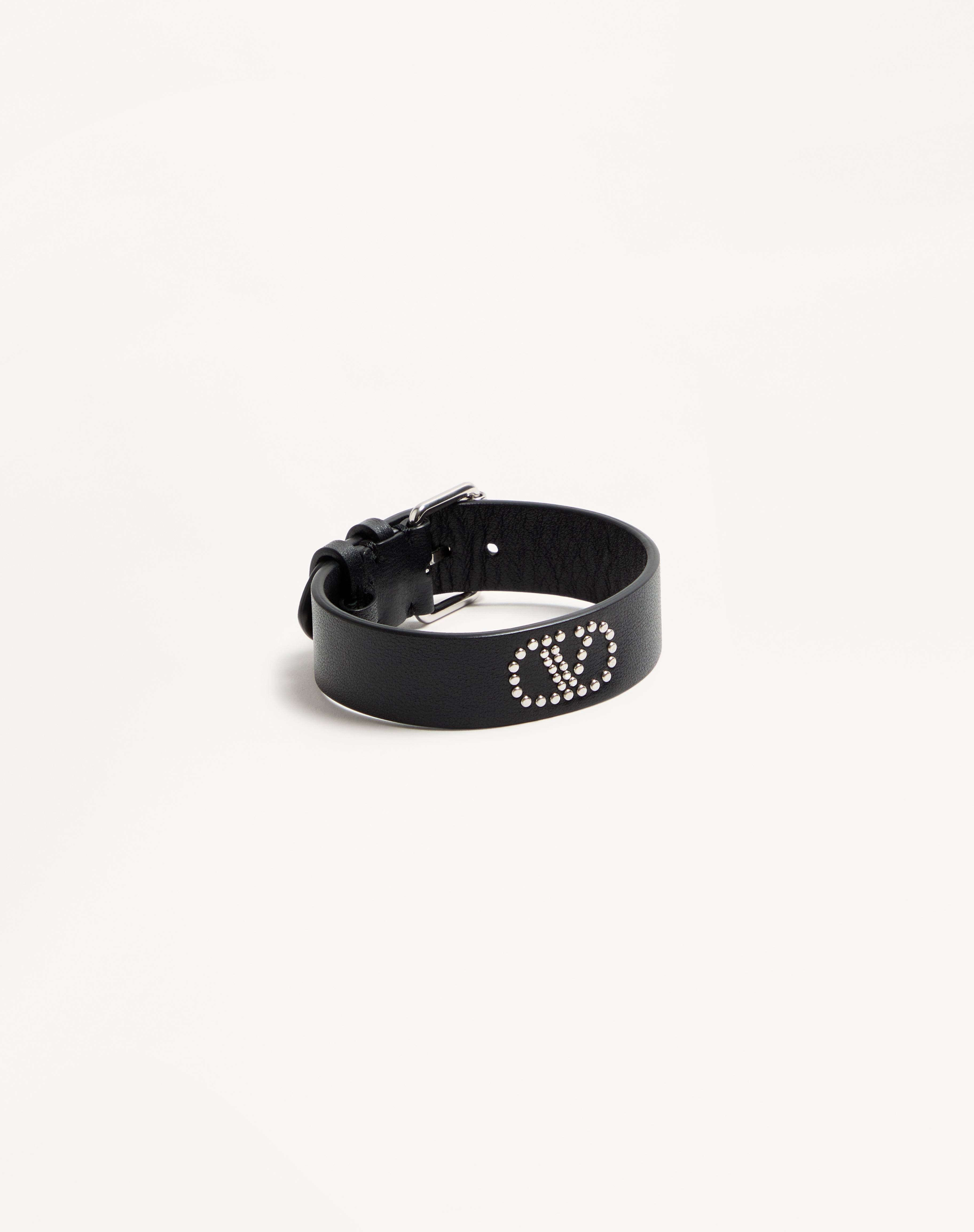 VALENTINO GARAVANI VLOGO SIGNATURE LEATHER AND METAL BRACELET - 3