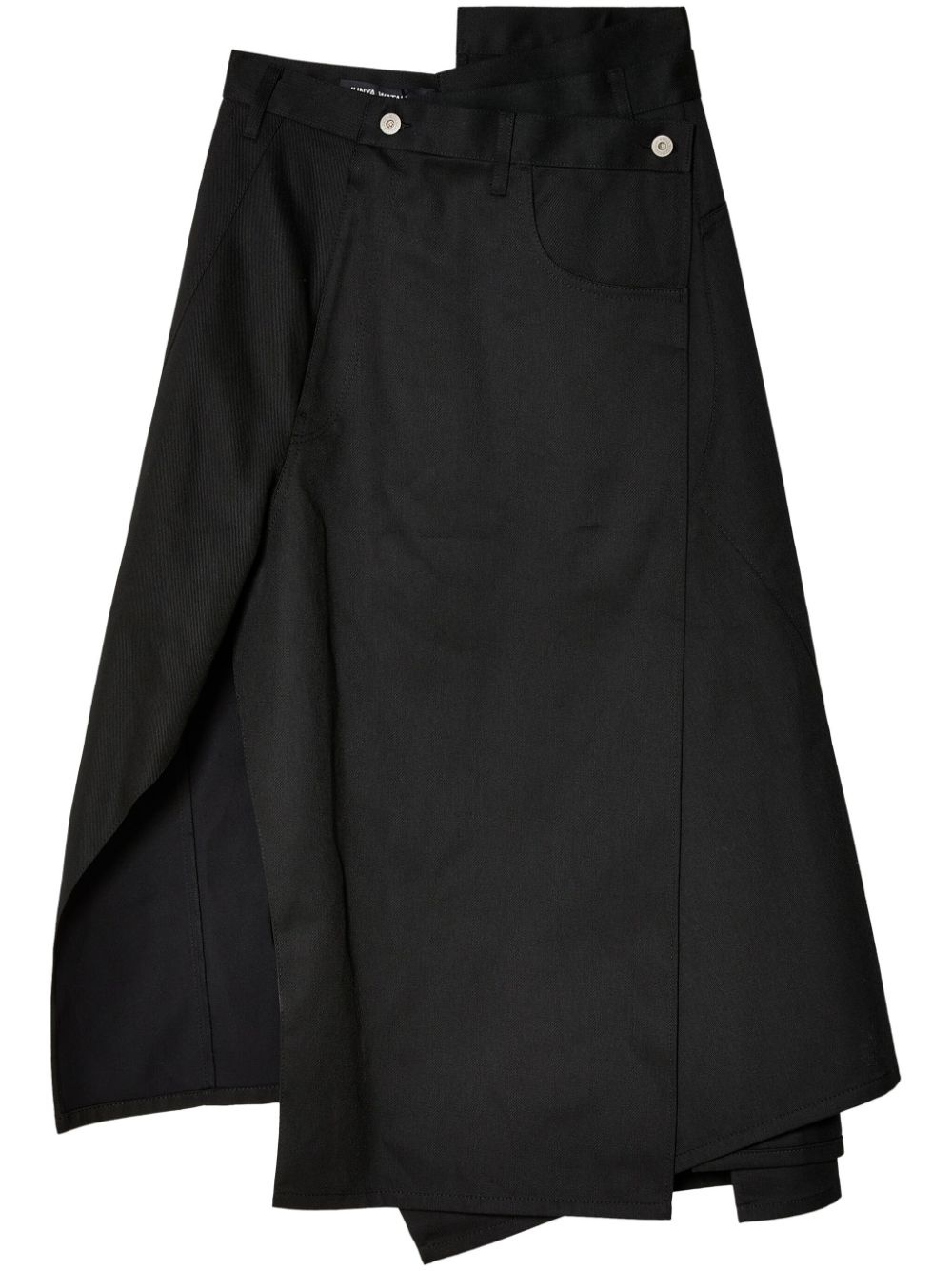 asymmetric high-waist midi skirt - 1