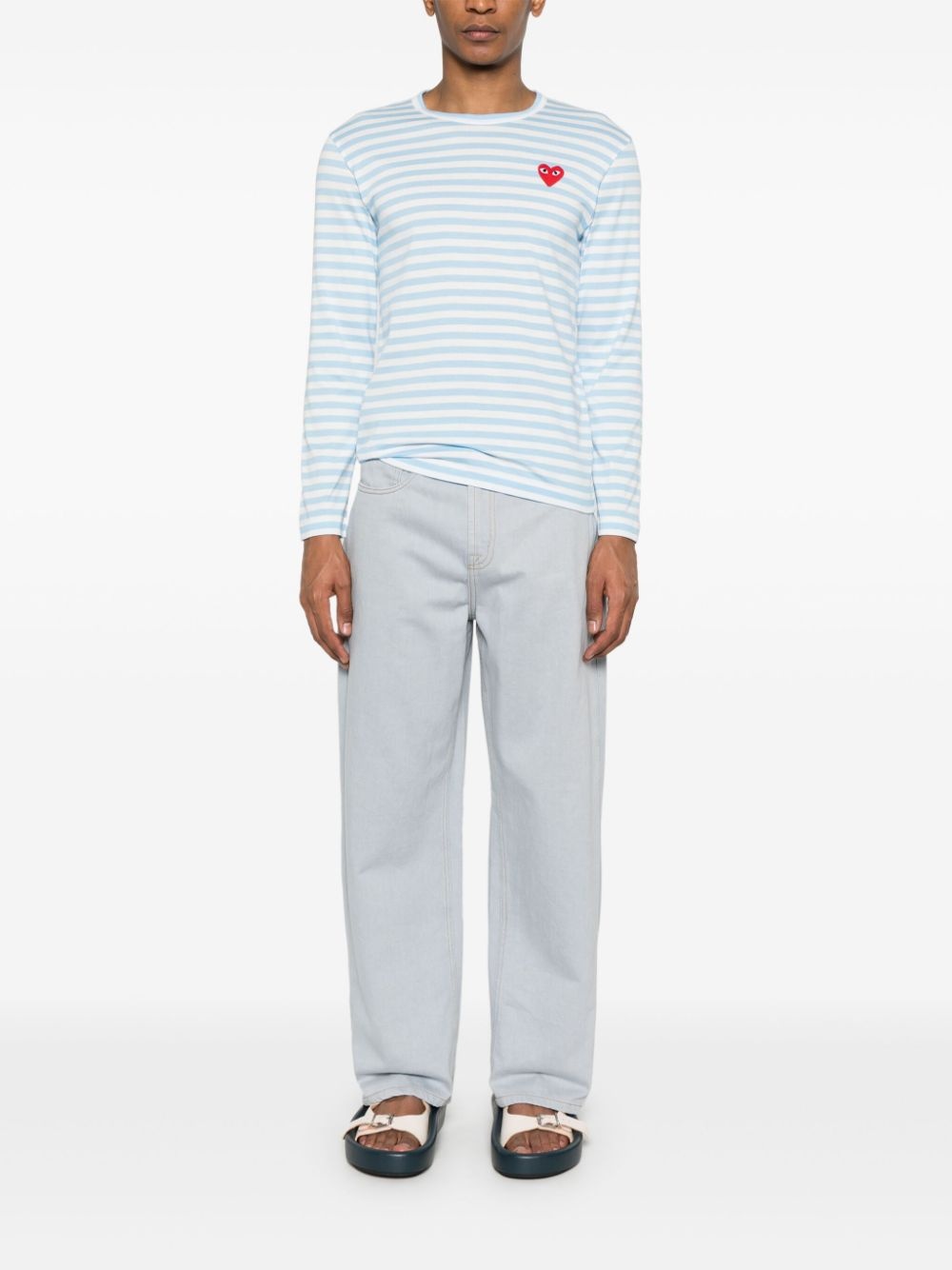 logo-appliqué striped cotton T-shirt - 2