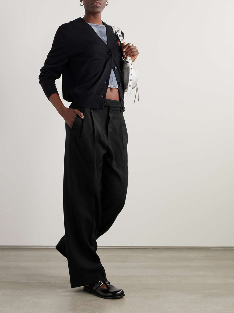 AMI Paris Pleated crepe wide-leg pants outlook