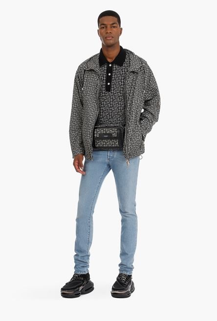 Bicolor ivory and black hooded jacket with Balmain monogram - 2