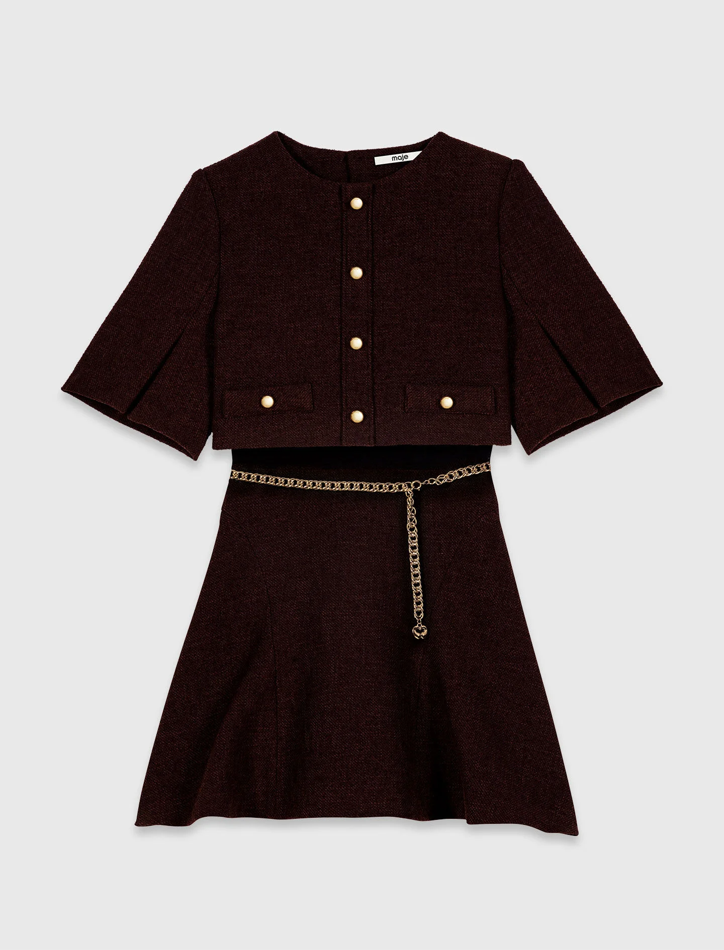 2-in-1 tweed cape dress - 1