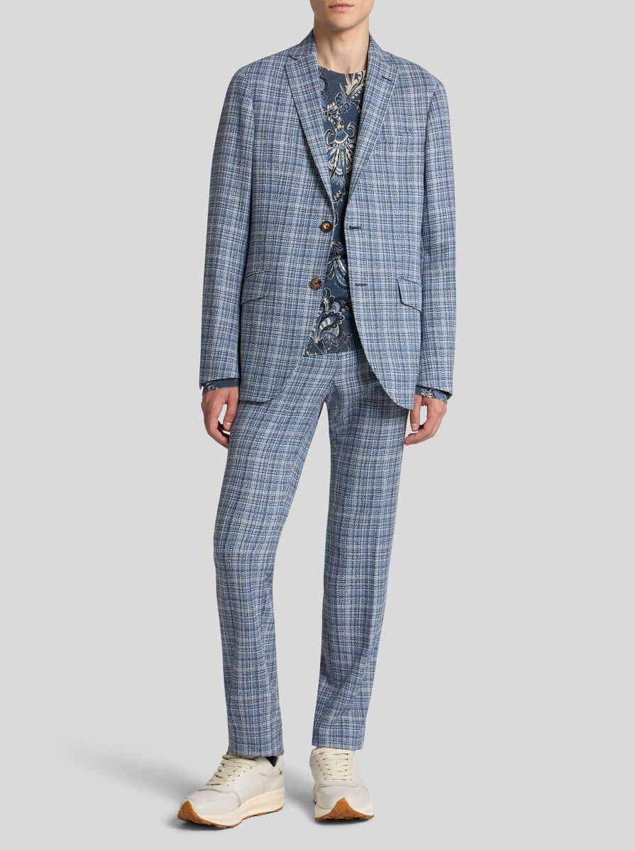 CHECK WOOL-BLEND TROUSERS - 4