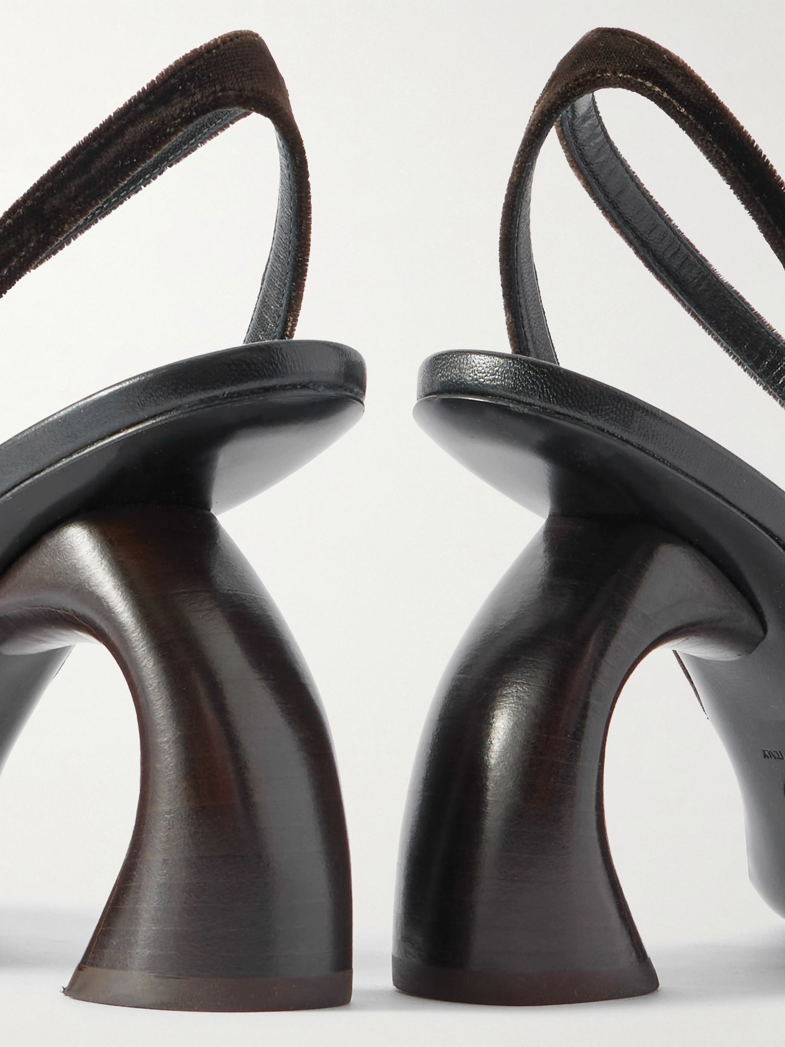 Velvet slingback pumps Dark brown - 4