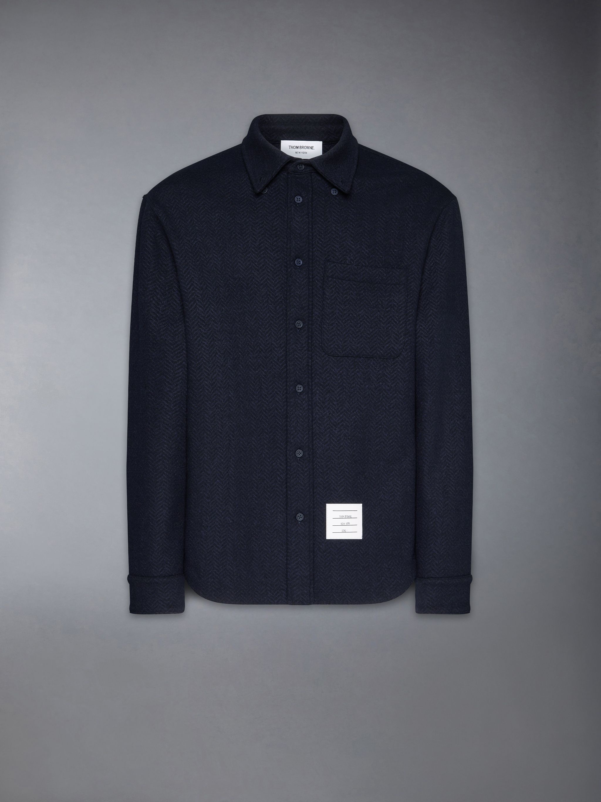 Boiled Cotton Wool Herringbone Oversized Shirt - 7