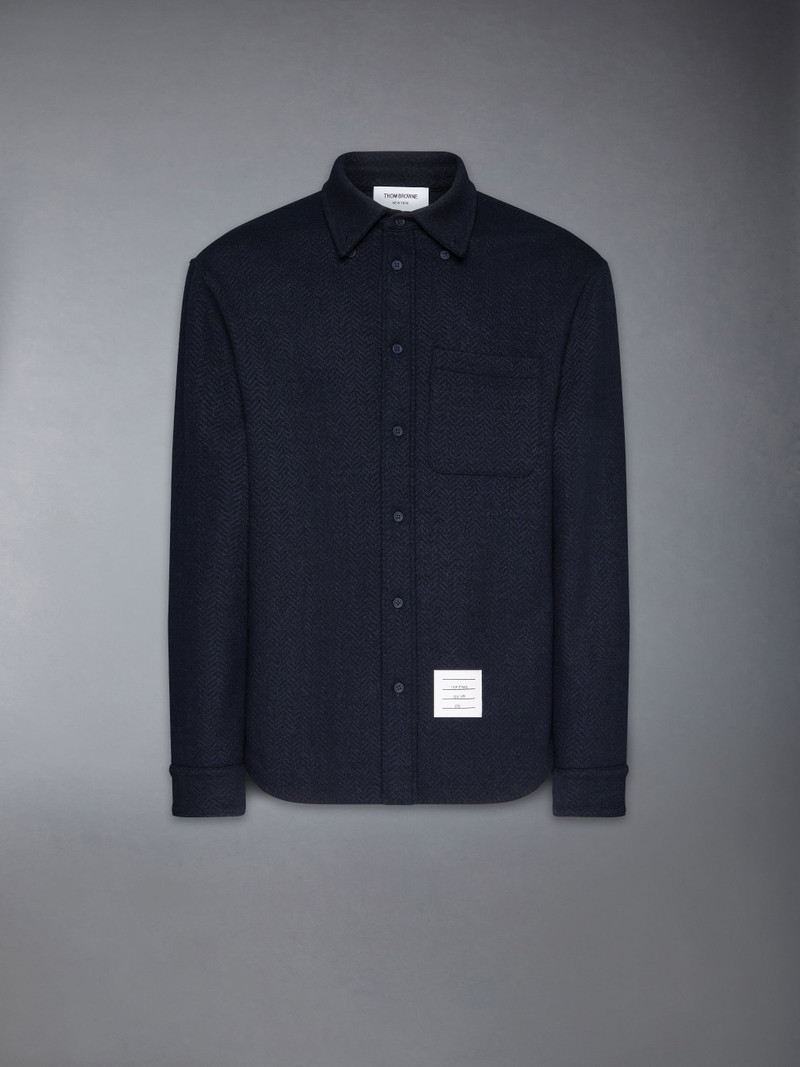 Boiled Cotton Wool Herringbone Oversized Shirt 7