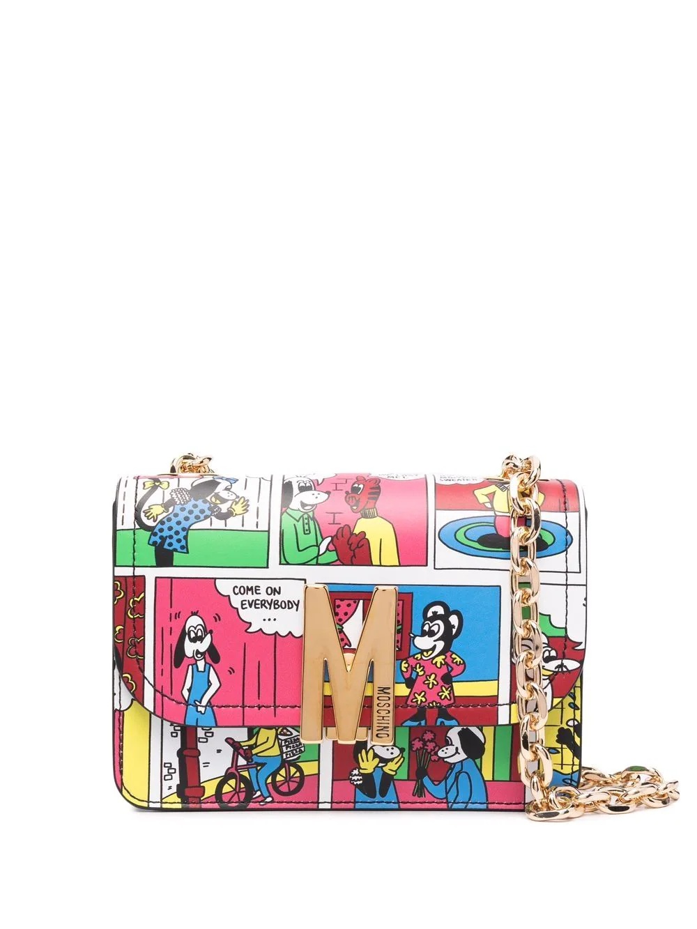 comic strip-print M-logo shoulder bag - 1