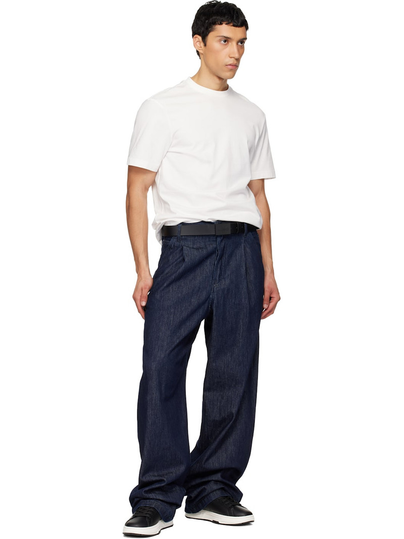 HUGO Black Buffalo Leather Belt outlook