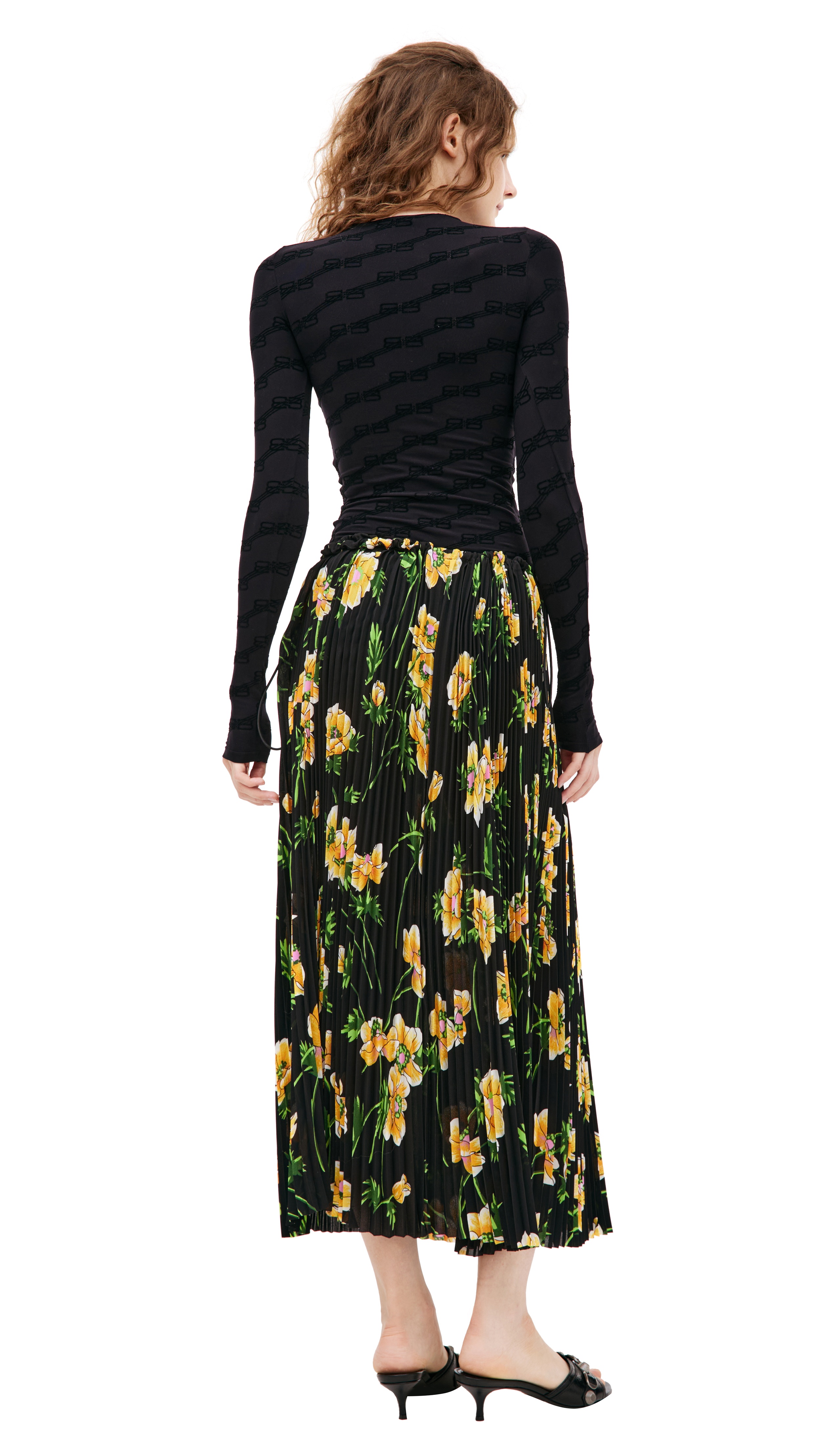 PLEATED MIDI SKIRT WITH FLORAL PRINT - 3