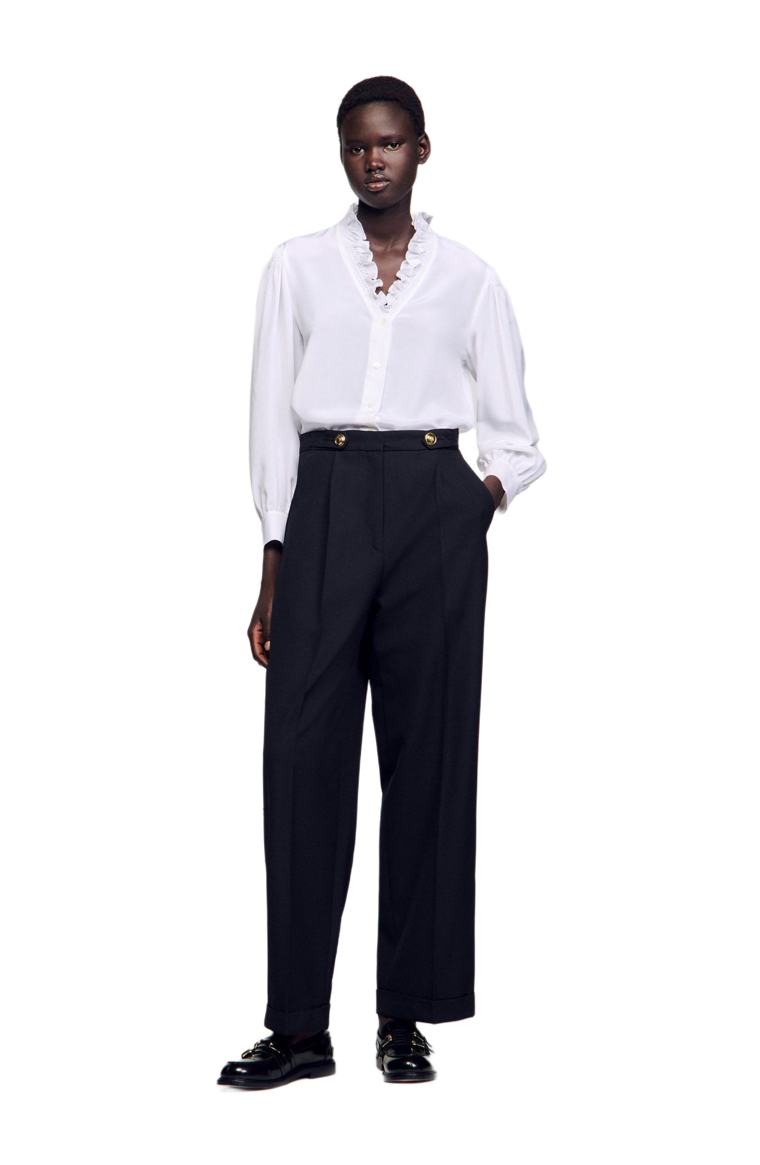 SANDRO Floaty silk shirt in White at Nordstrom - 9
