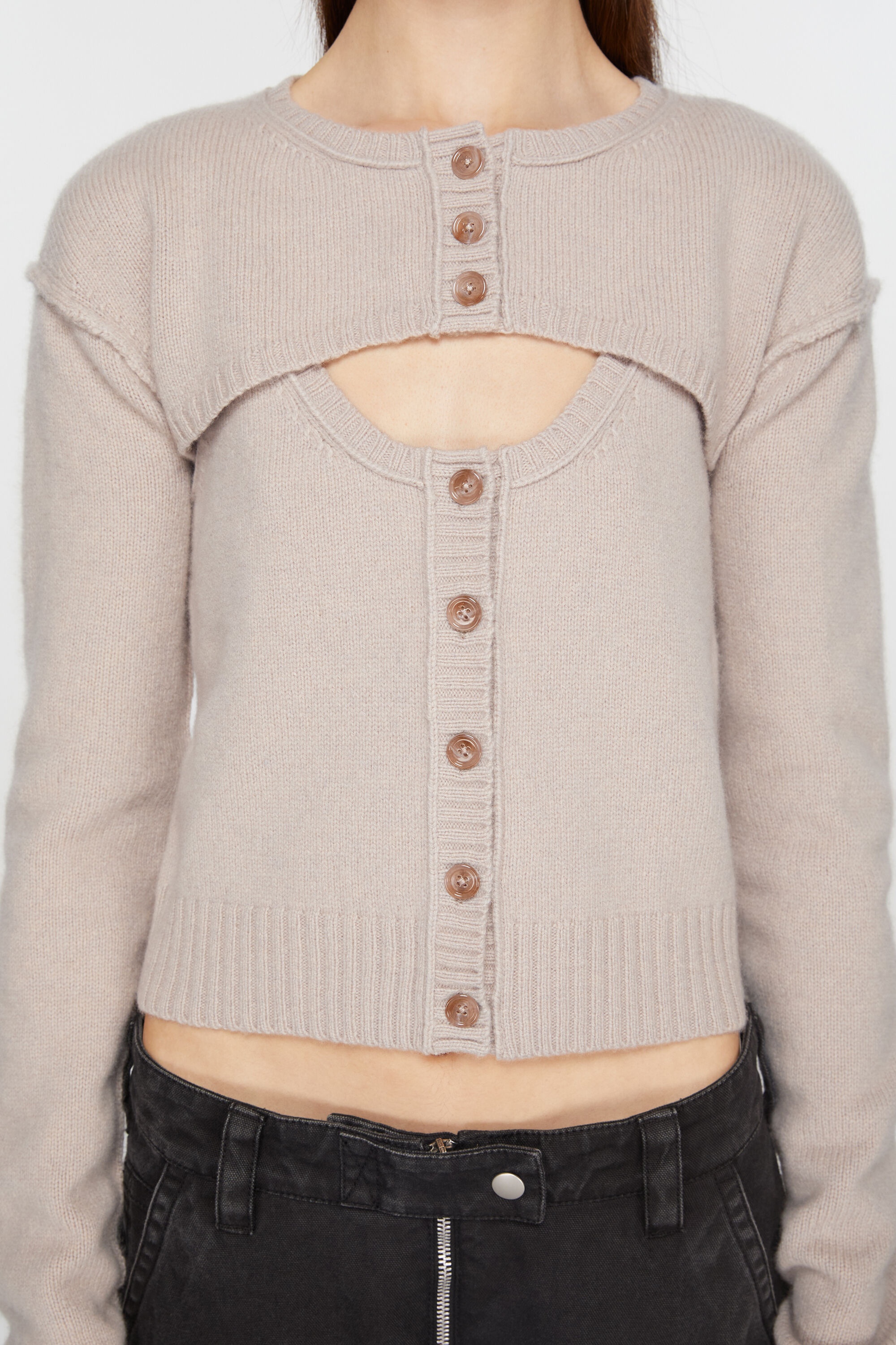 Knit tank top cardigan set - Sand beige - 4