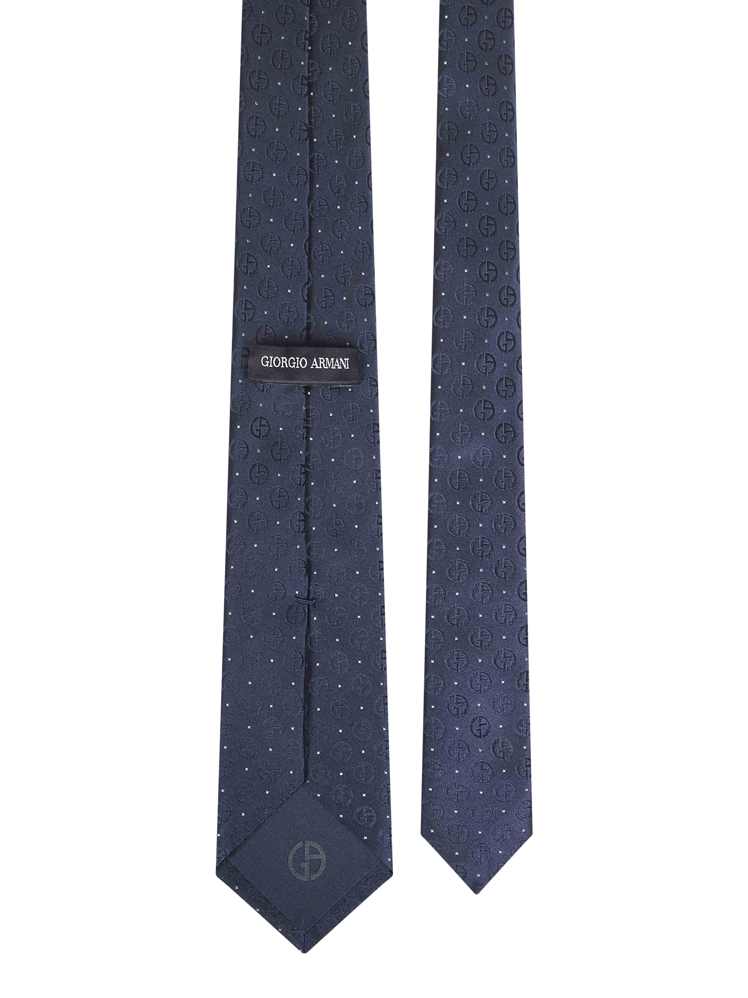 Giorgio Armani Men Blue Monogram Jacquard Silk Tie - 2
