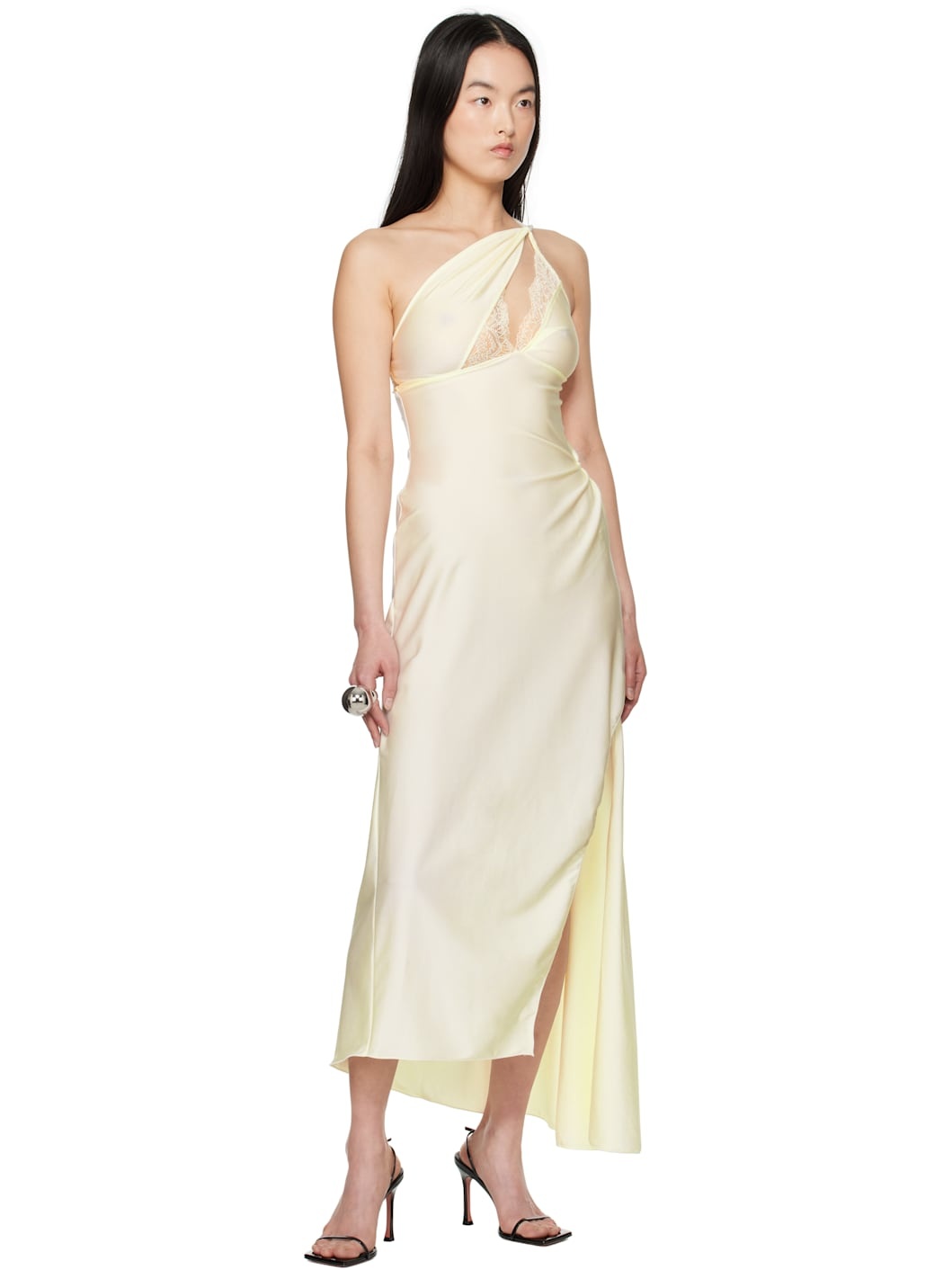 White Asymmetric Maxi Dress - 4