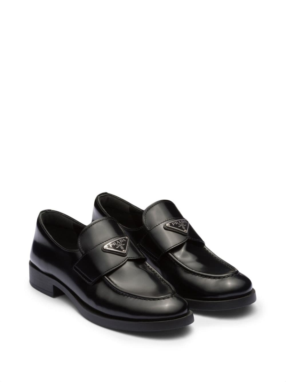 triangle-logo leather loafers - 2