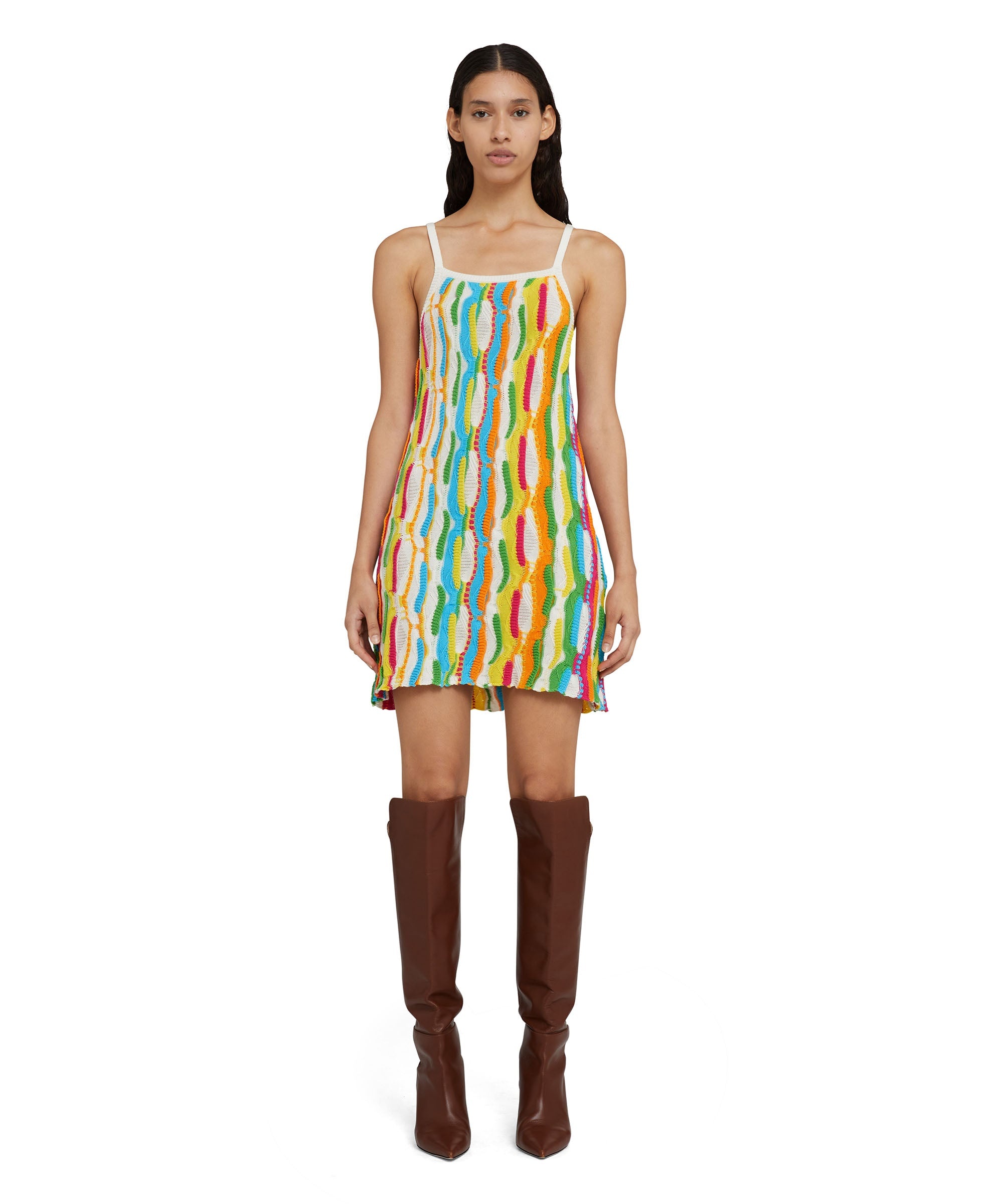 Cotton mini dress with multicolor ruffles - 2