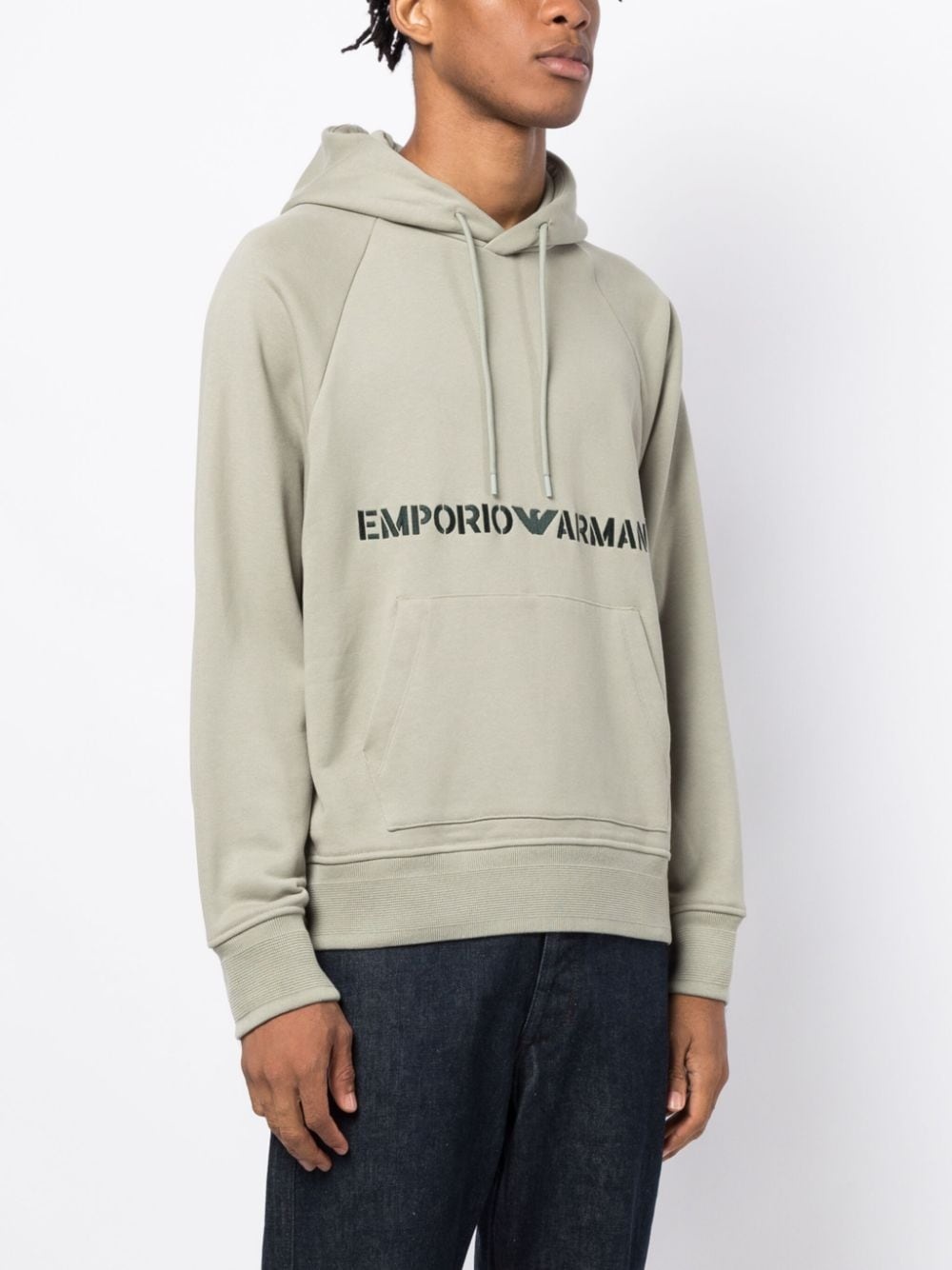 logo-embroidered cotton hoodie - 3