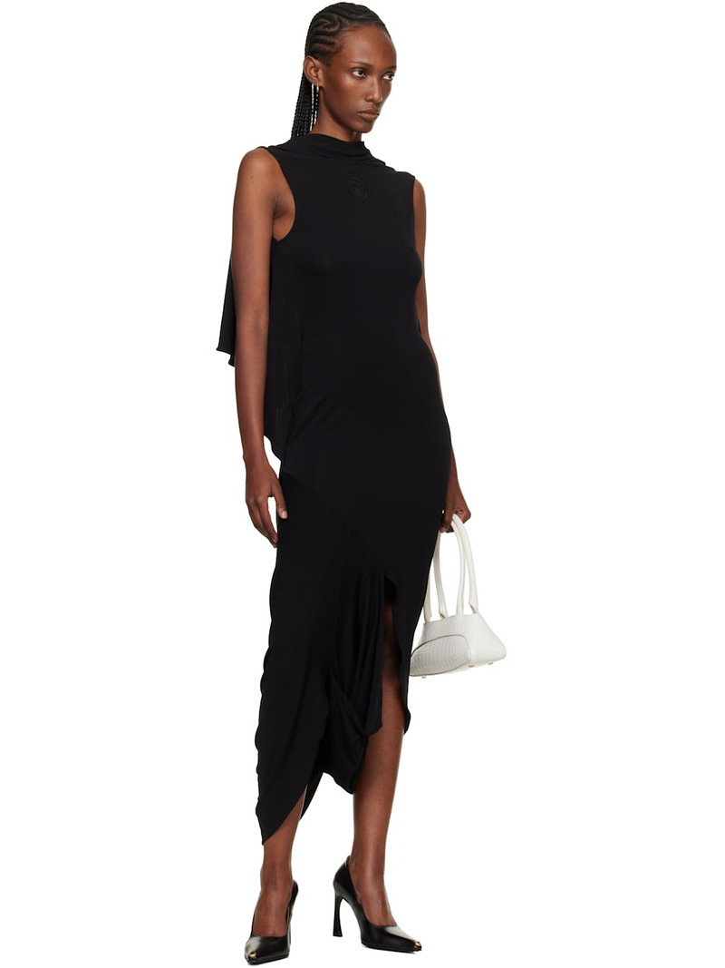 Marine Serre Black Draped Jersey Sleeveless Open-Back Maxi Dress outlook