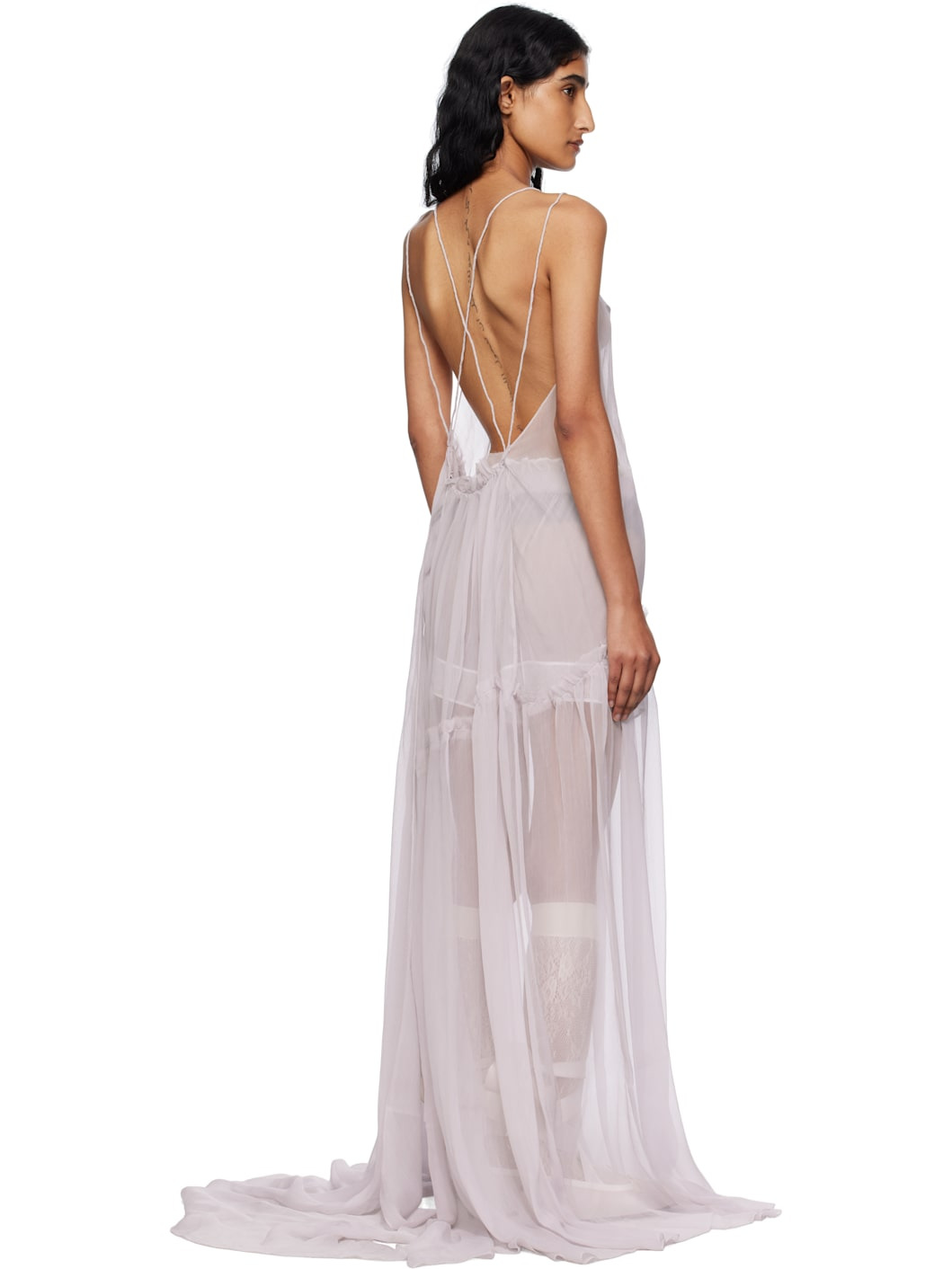 Purple Neta Long Deconstructed Maxi Dress - 3