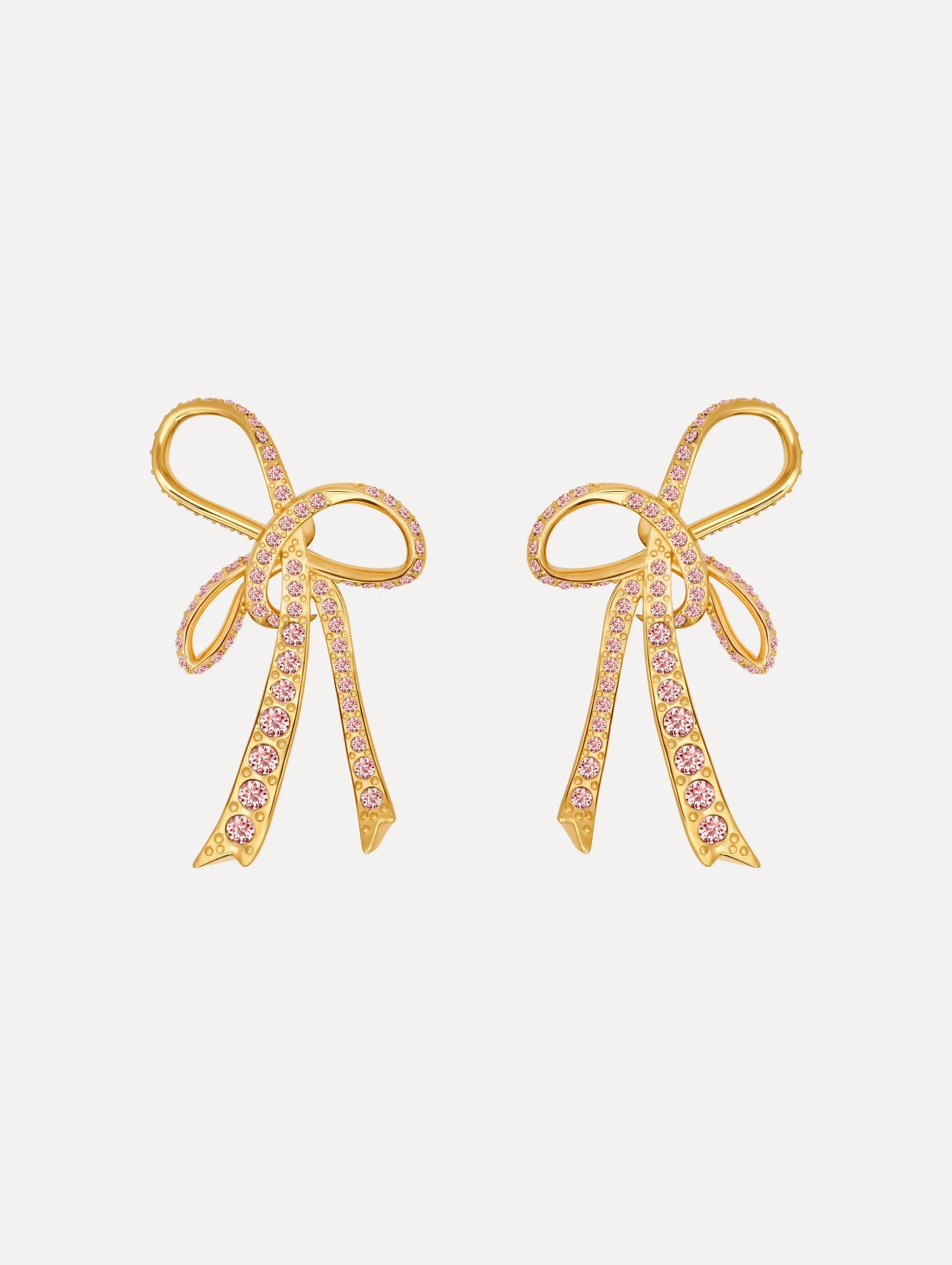 CRYSTAL PAVÉ THREADED BOW CLIP-ON EARRINGS - 1