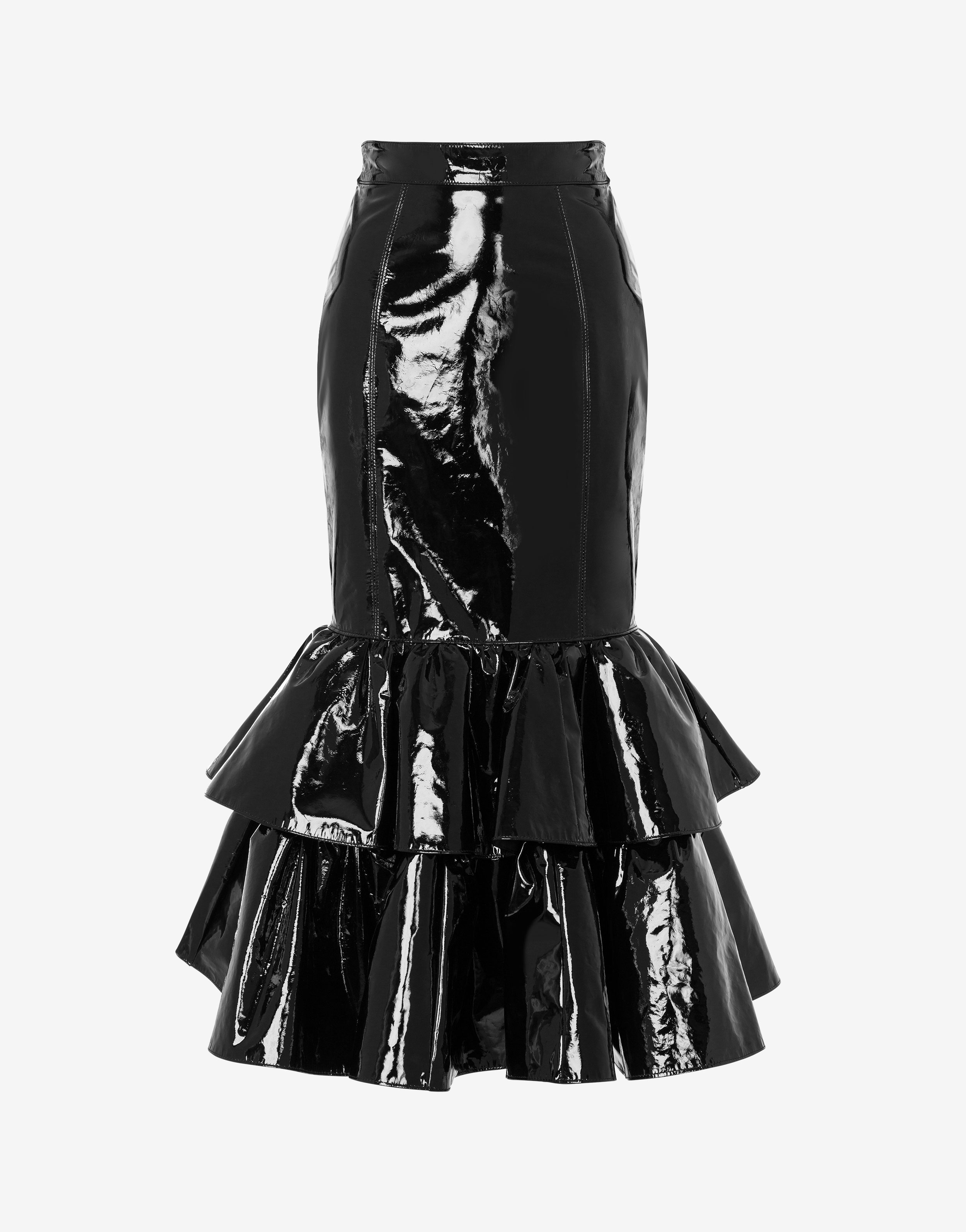 PATENT LEATHER SKIRT WITH RUFFLES - 1
