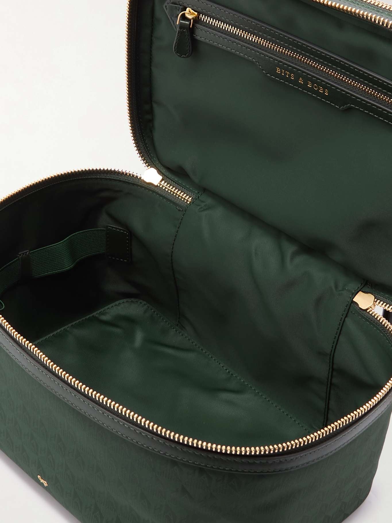 Vanity Kit leather-trimmed nylon-jacquard cosmetics case Dark green - 4
