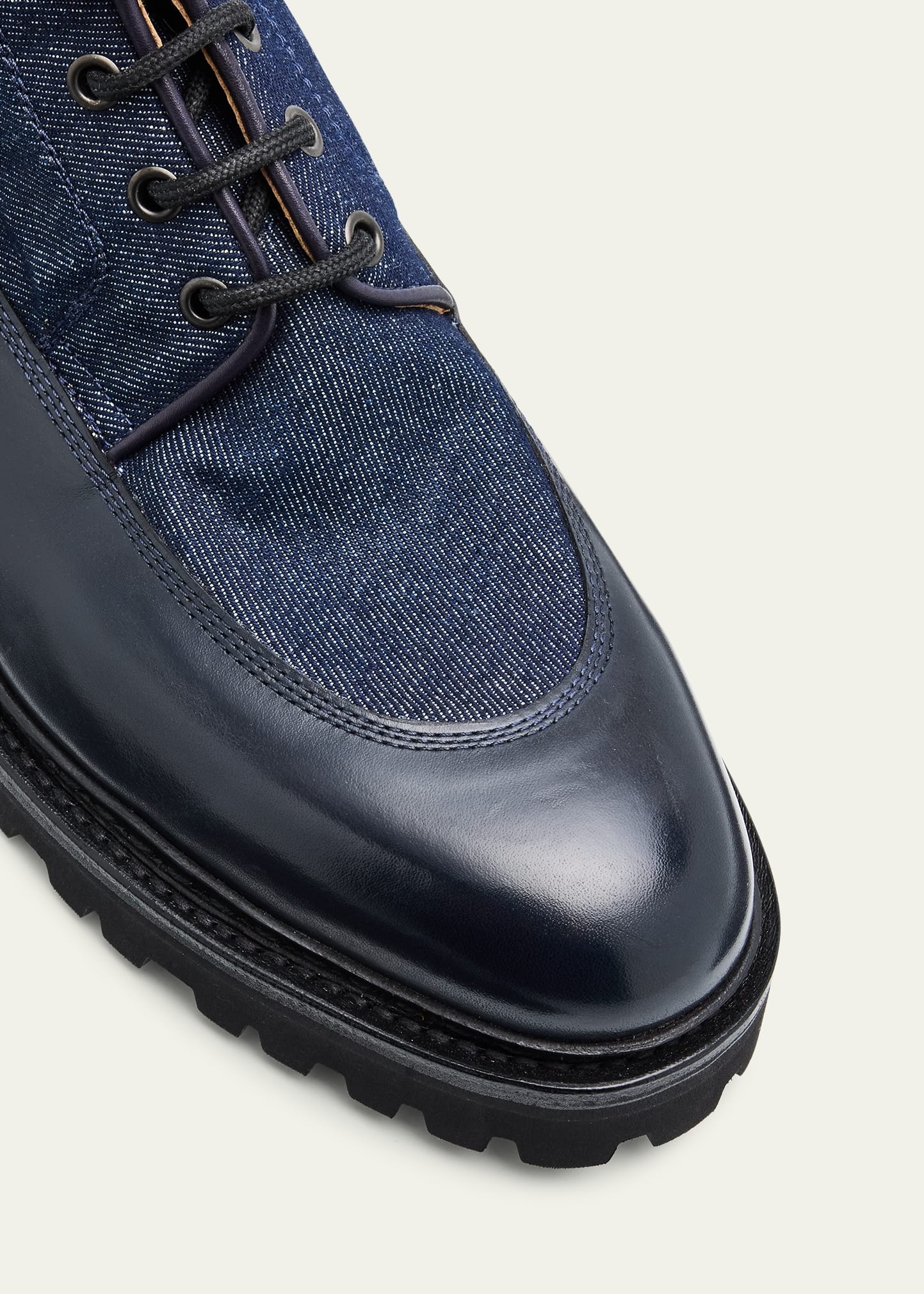 Men's Peak Denim and Leather Lace-Up Boots - 4