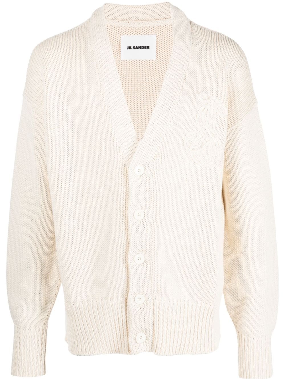 Jil Sander embroidered-logo cotton cardigan | REVERSIBLE