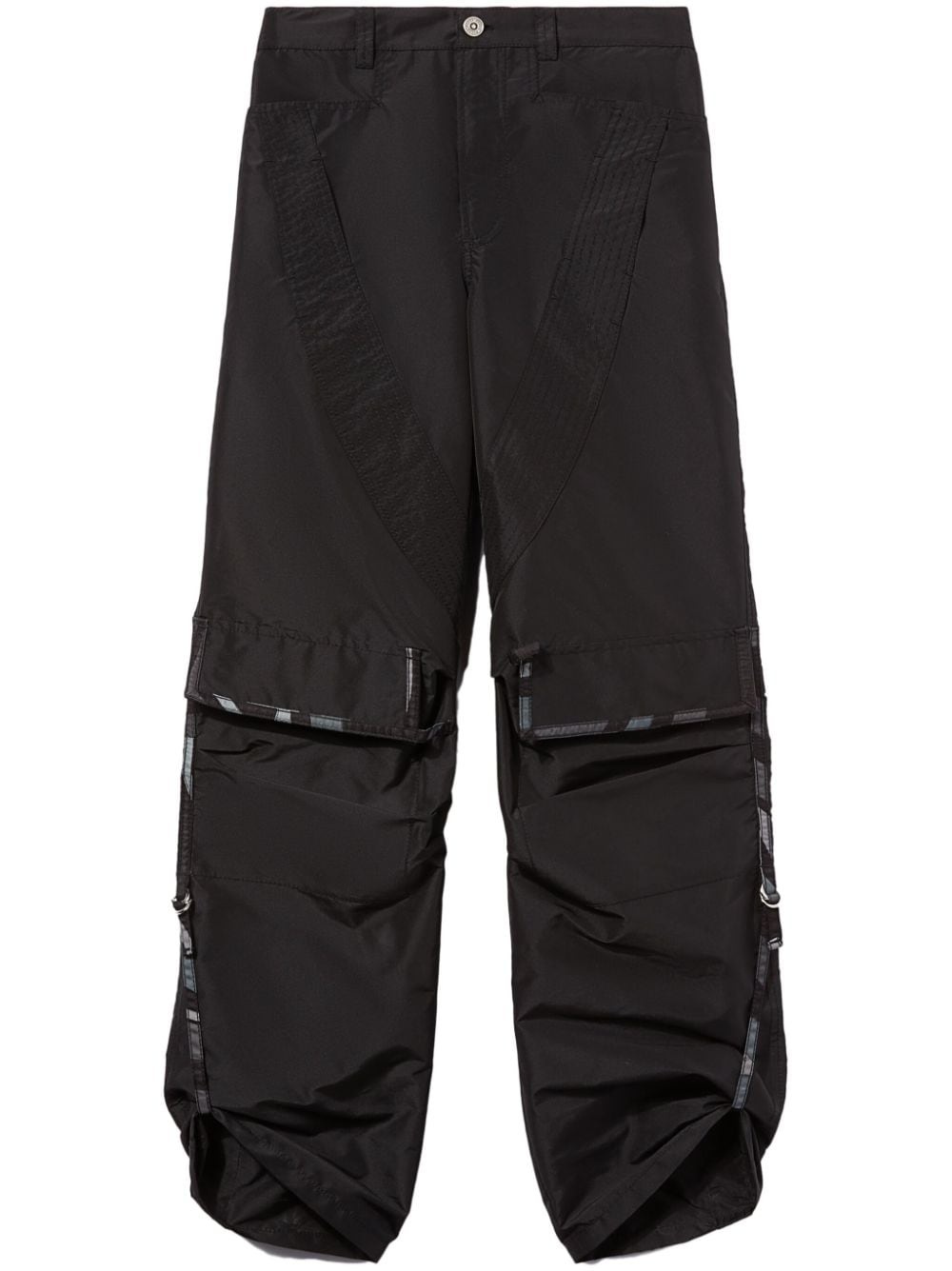 patterned-trim taffeta cargo trousers - 1